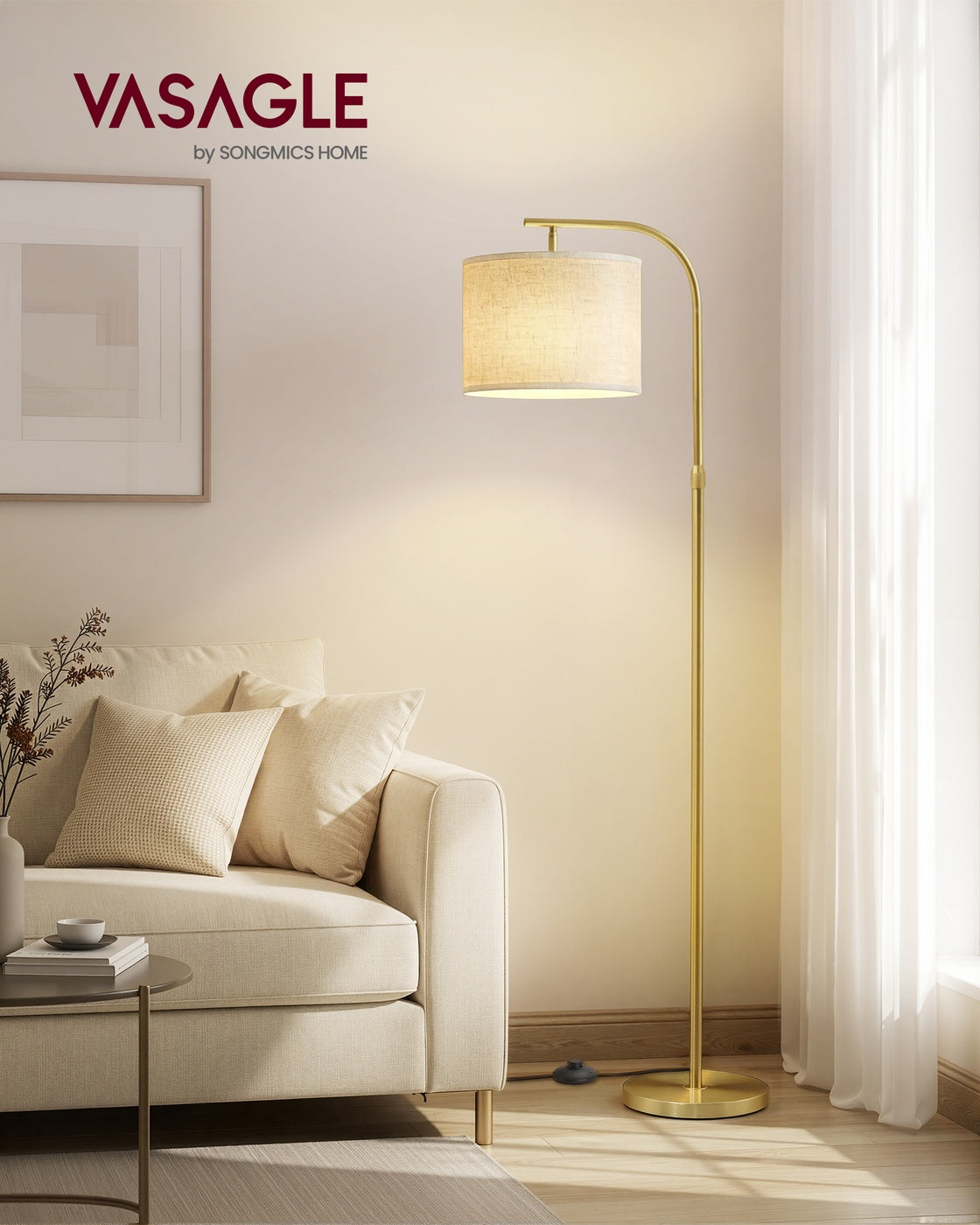 Bogenlampe Stehende Stehlampe – Verstellbar – Inkl. LED-Lampe (3 Lichtfarben) – für Wohnzimmer & Leseecke