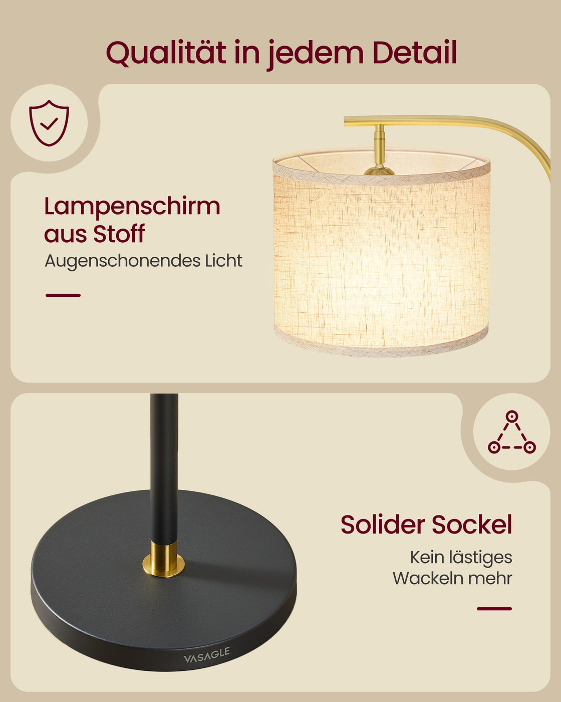 Bogenlampe Stehende Stehlampe – Verstellbar – Inkl. LED-Lampe (3 Lichtfarben) – für Wohnzimmer & Leseecke