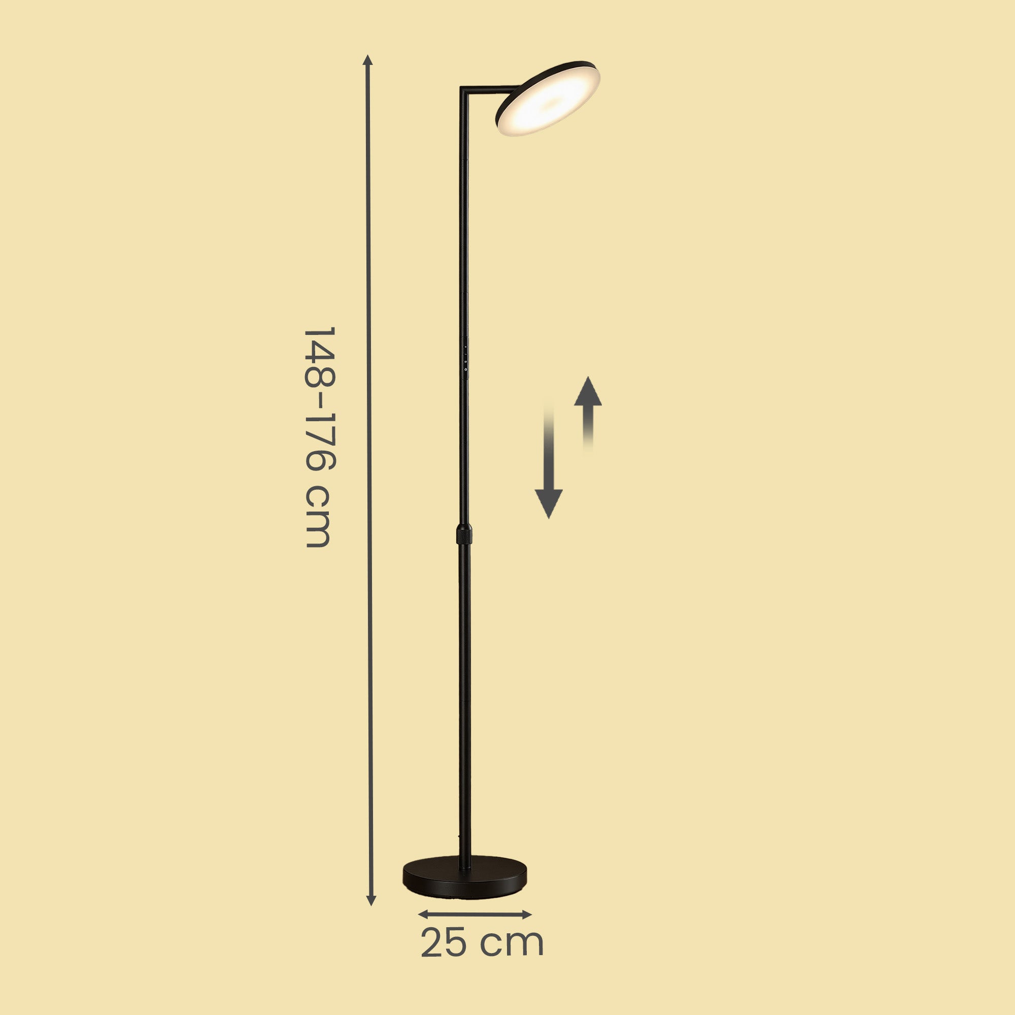 LED-Stehlampe Höhenverstellbar - Drehbarer Lampenkopf Mit Timer - Für Wohnzimmer