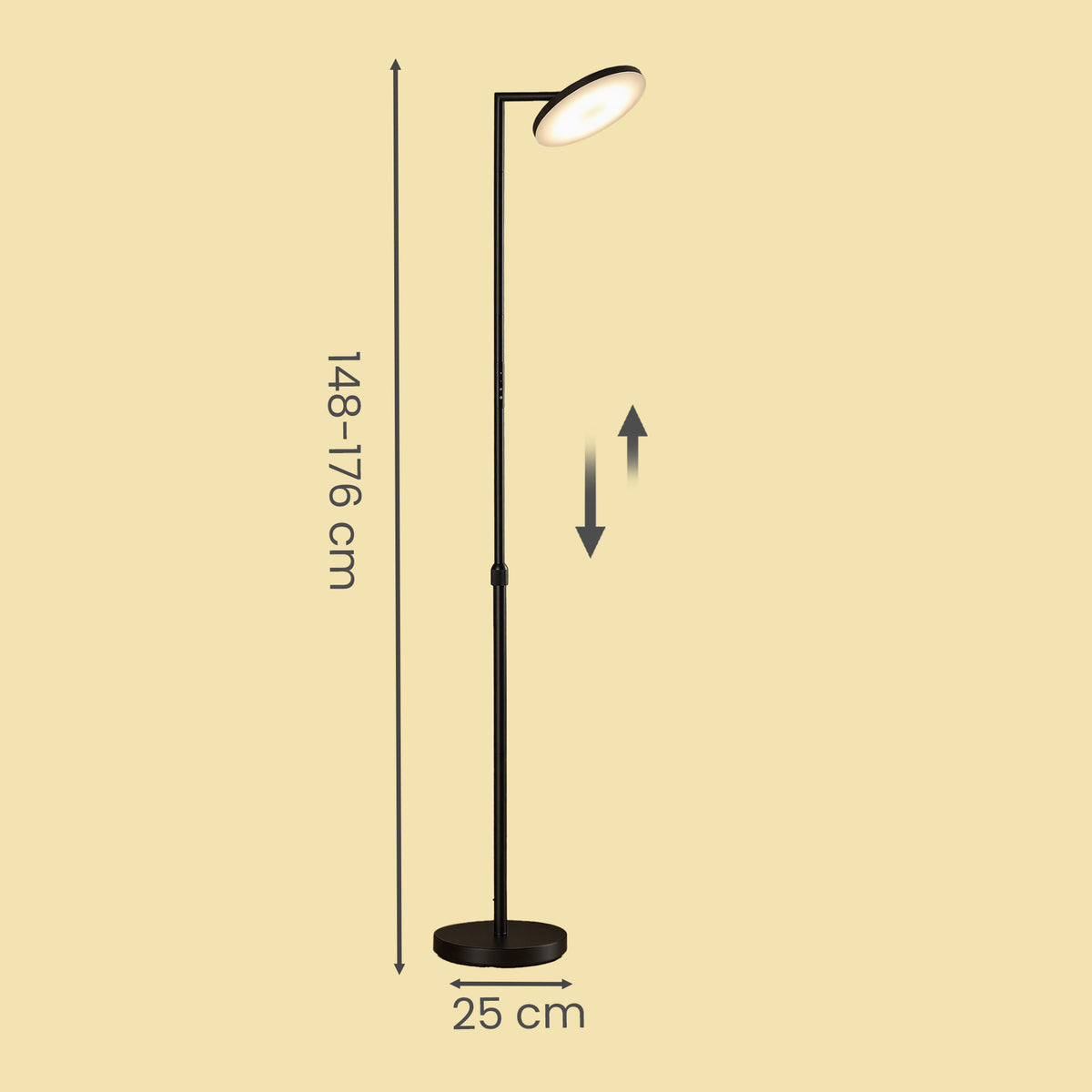 LED-Stehlampe Höhenverstellbar - Drehbarer Lampenkopf Mit Timer - Für Wohnzimmer