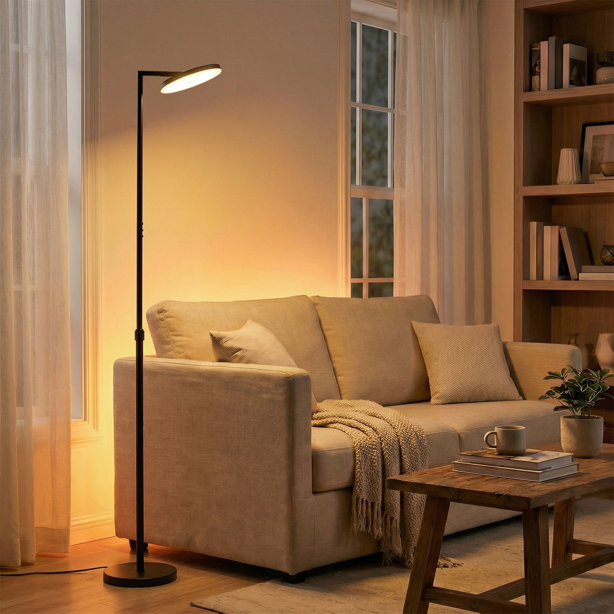 LED-Stehlampe Höhenverstellbar - Drehbarer Lampenkopf Mit Timer - Für Wohnzimmer