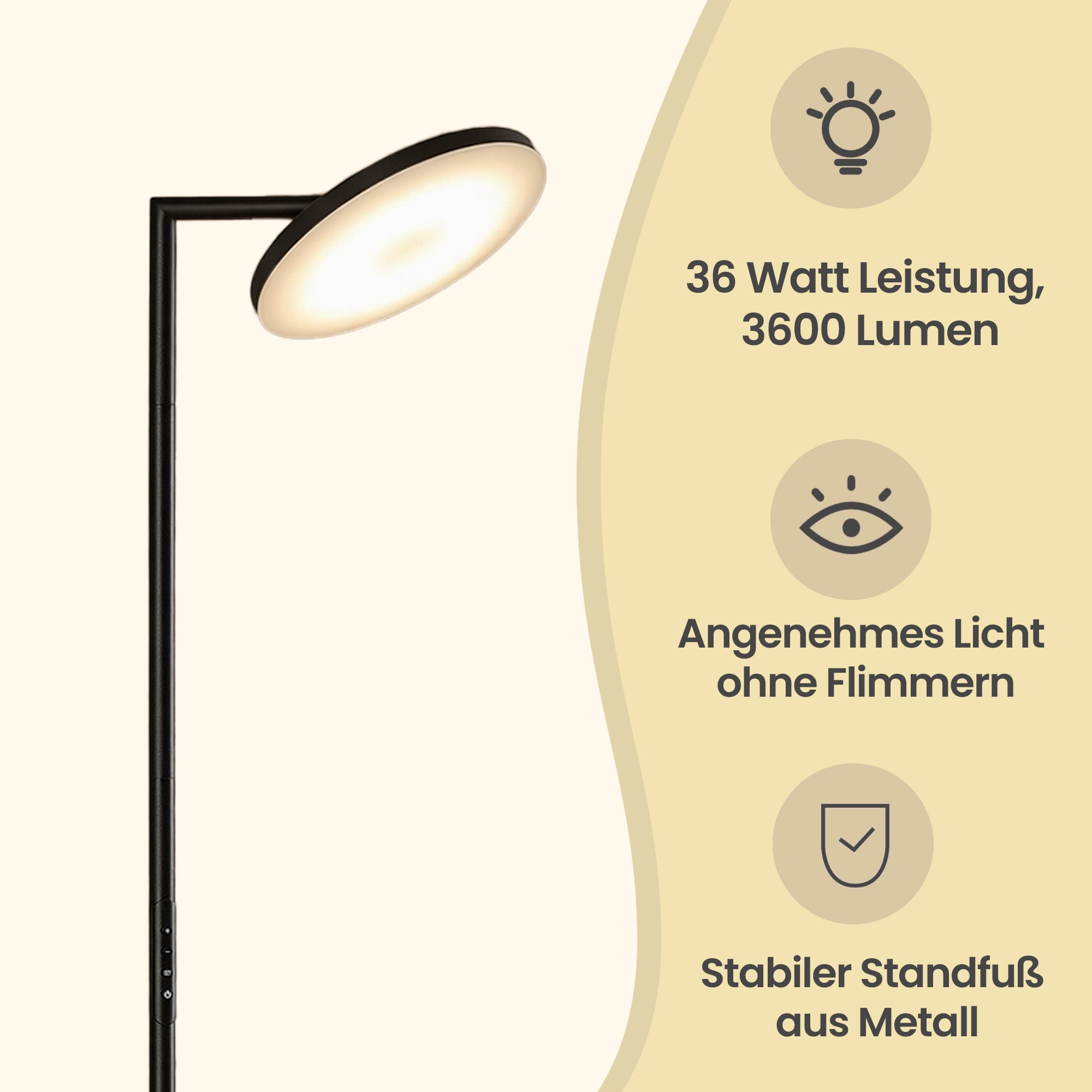 LED-Stehlampe Höhenverstellbar - Drehbarer Lampenkopf Mit Timer - Für Wohnzimmer