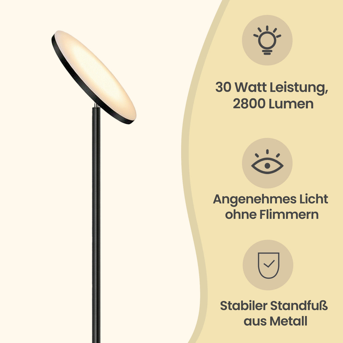 LED-Stehlampe 30W - Mit Drehbarem Kopf Und Fernbedienung - Für Wohnzimmer