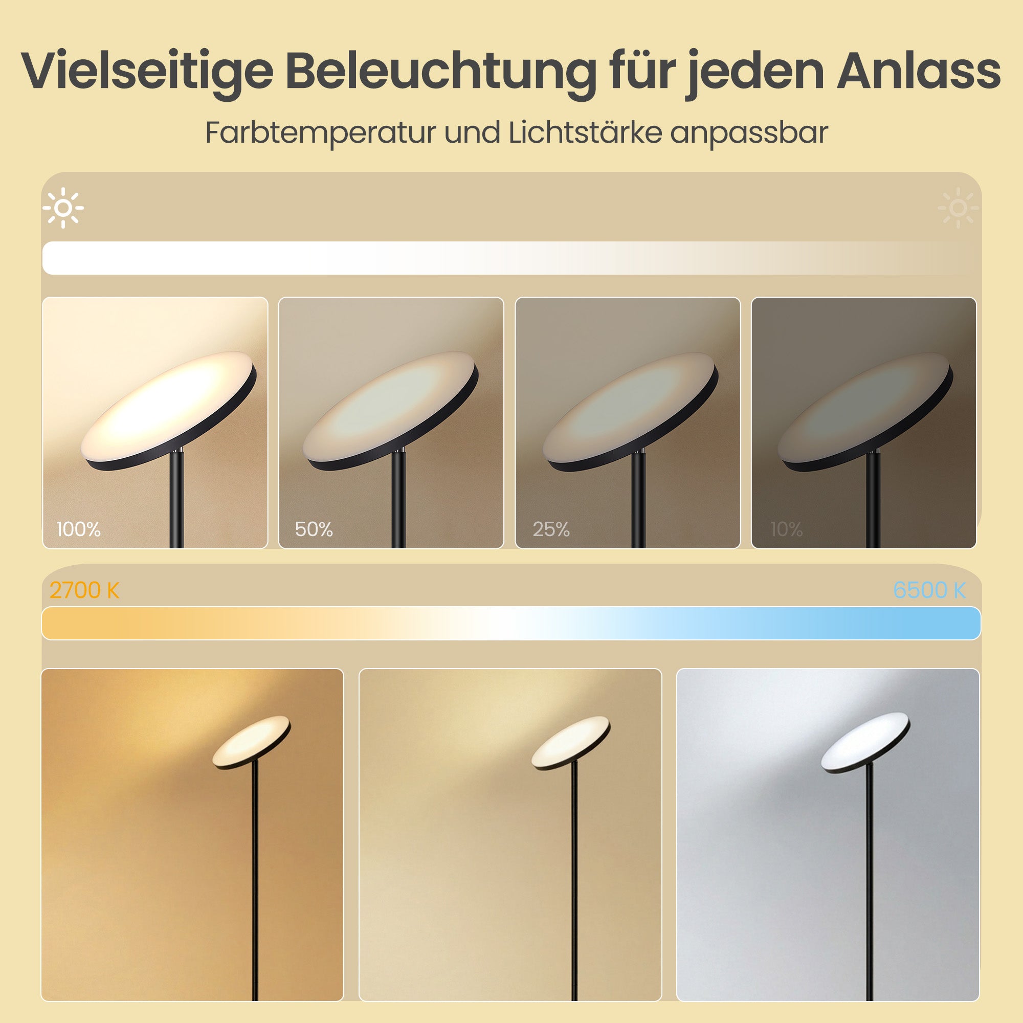 LED-Stehlampe 30W - Mit Drehbarem Kopf Und Fernbedienung - Für Wohnzimmer