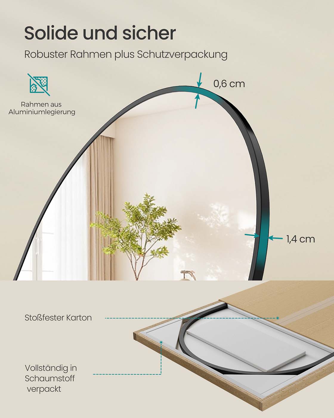 Stilvoller Spiegel - Stehend - Rechteckig