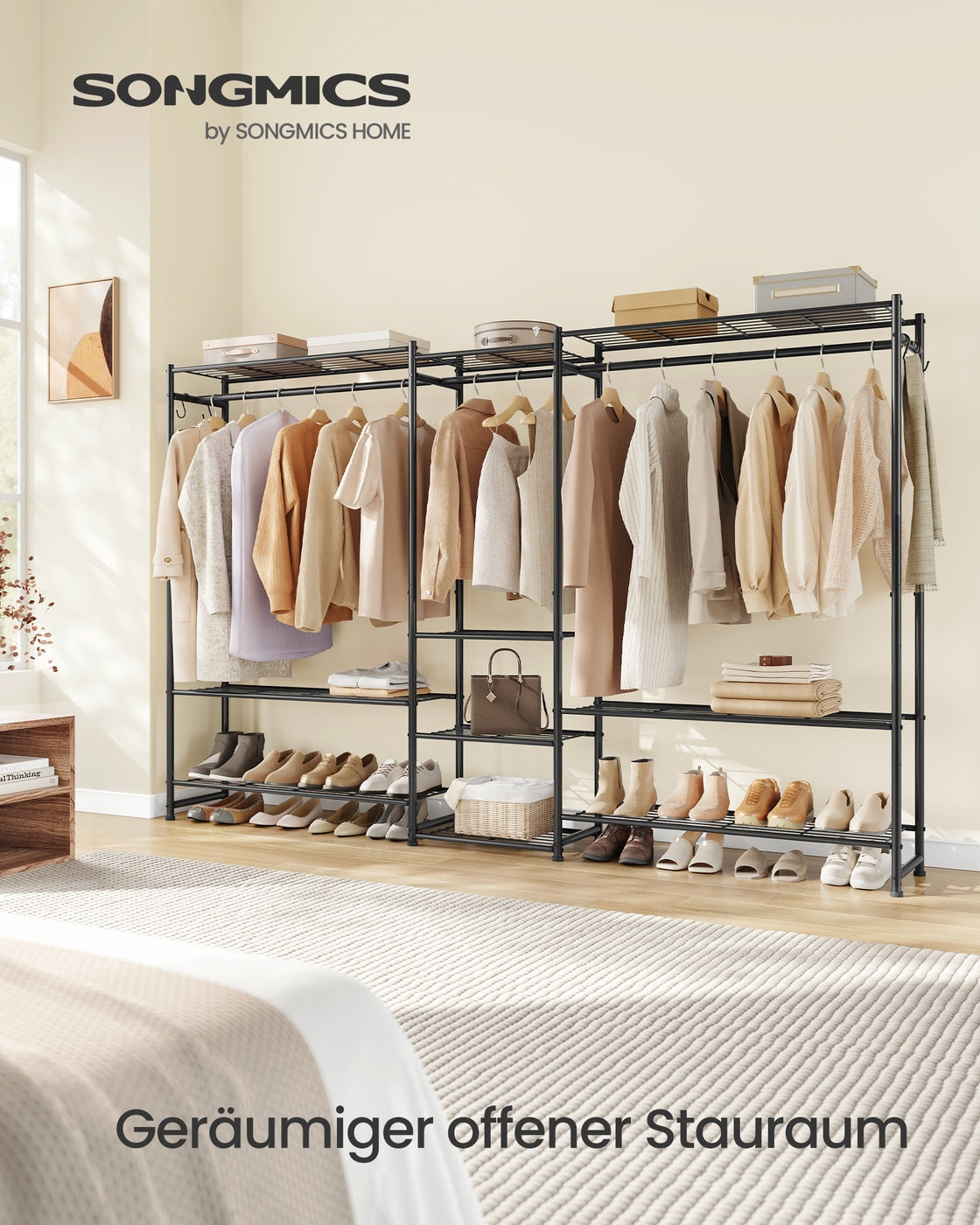Offener Kleiderschrank - 10 Ebenen Und 3 Kleiderstangen - Für Schlafzimmer Oder Ankleidezimmer
