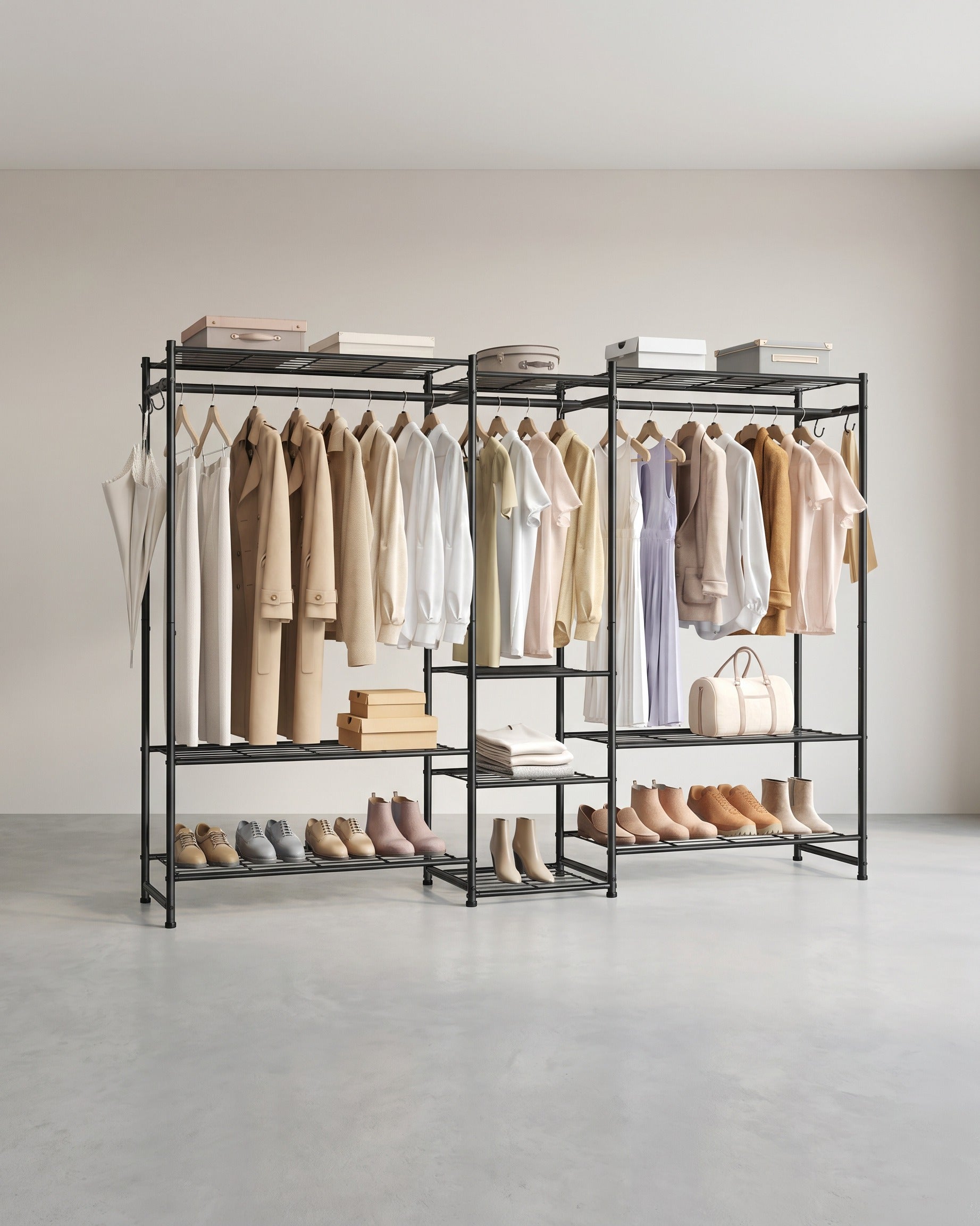 Offener Kleiderschrank - 10 Ebenen Und 3 Kleiderstangen - Für Schlafzimmer Oder Ankleidezimmer