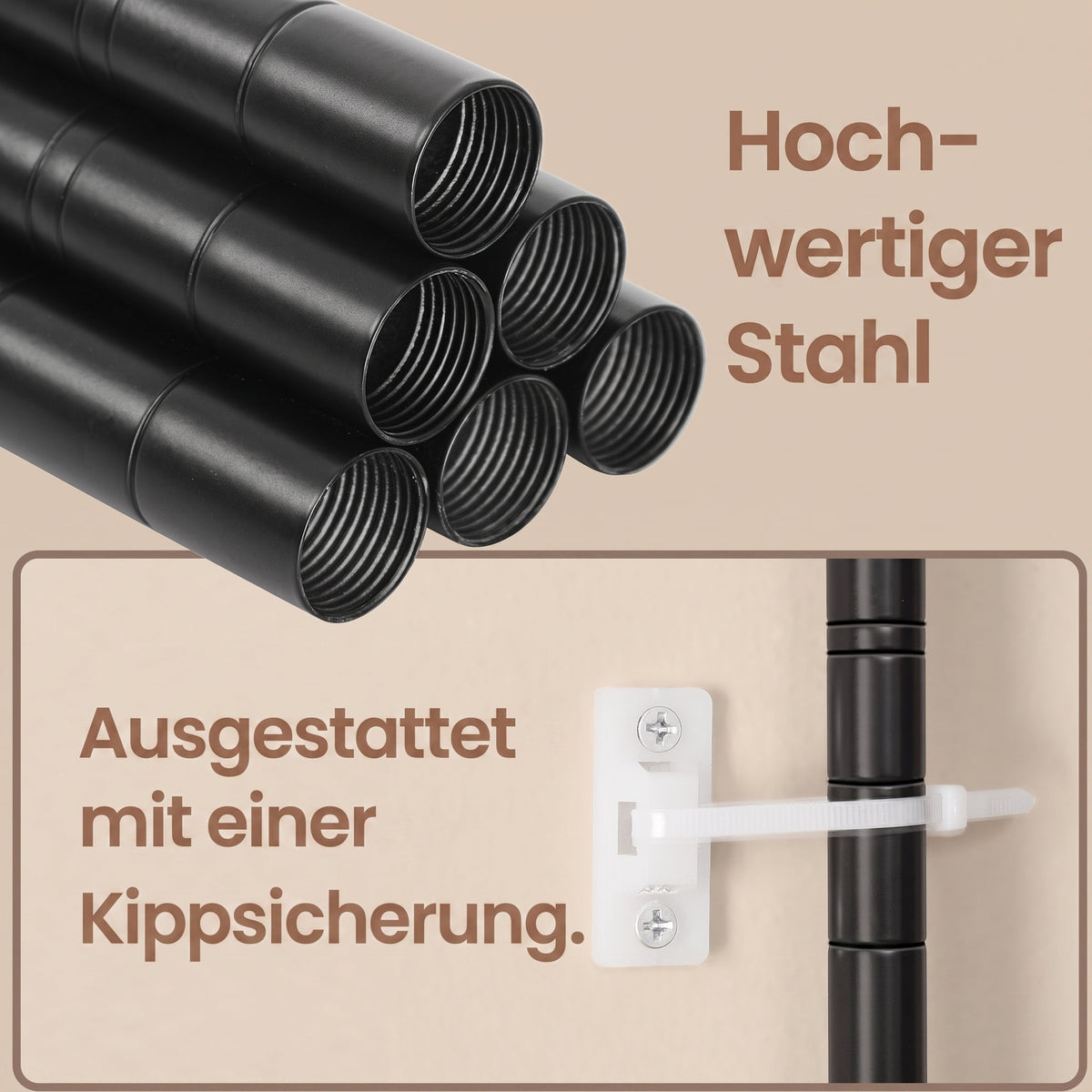 Kleiderständer robust – verstellbares Garderobenregal – 4 Stangen und 8 Ablagen – bis 300 kg