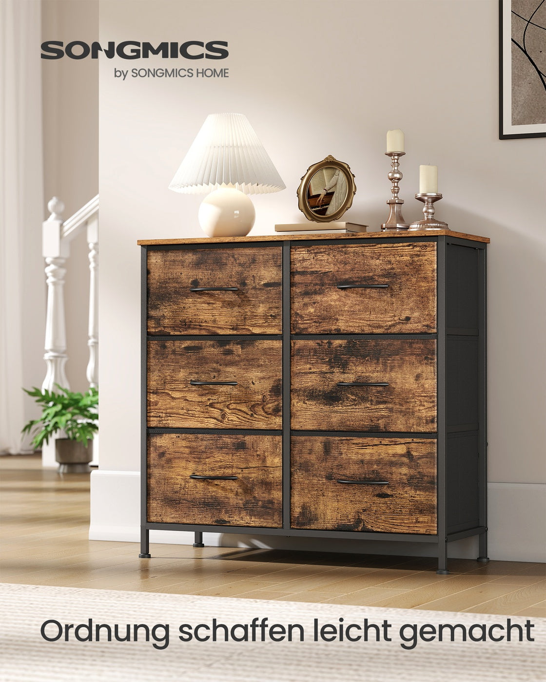 Moderner Schrank – Kommode mit 6 Schubladen – Industriedesign – Stahlrahmen – Viel Stauraum – 73 cm hoch