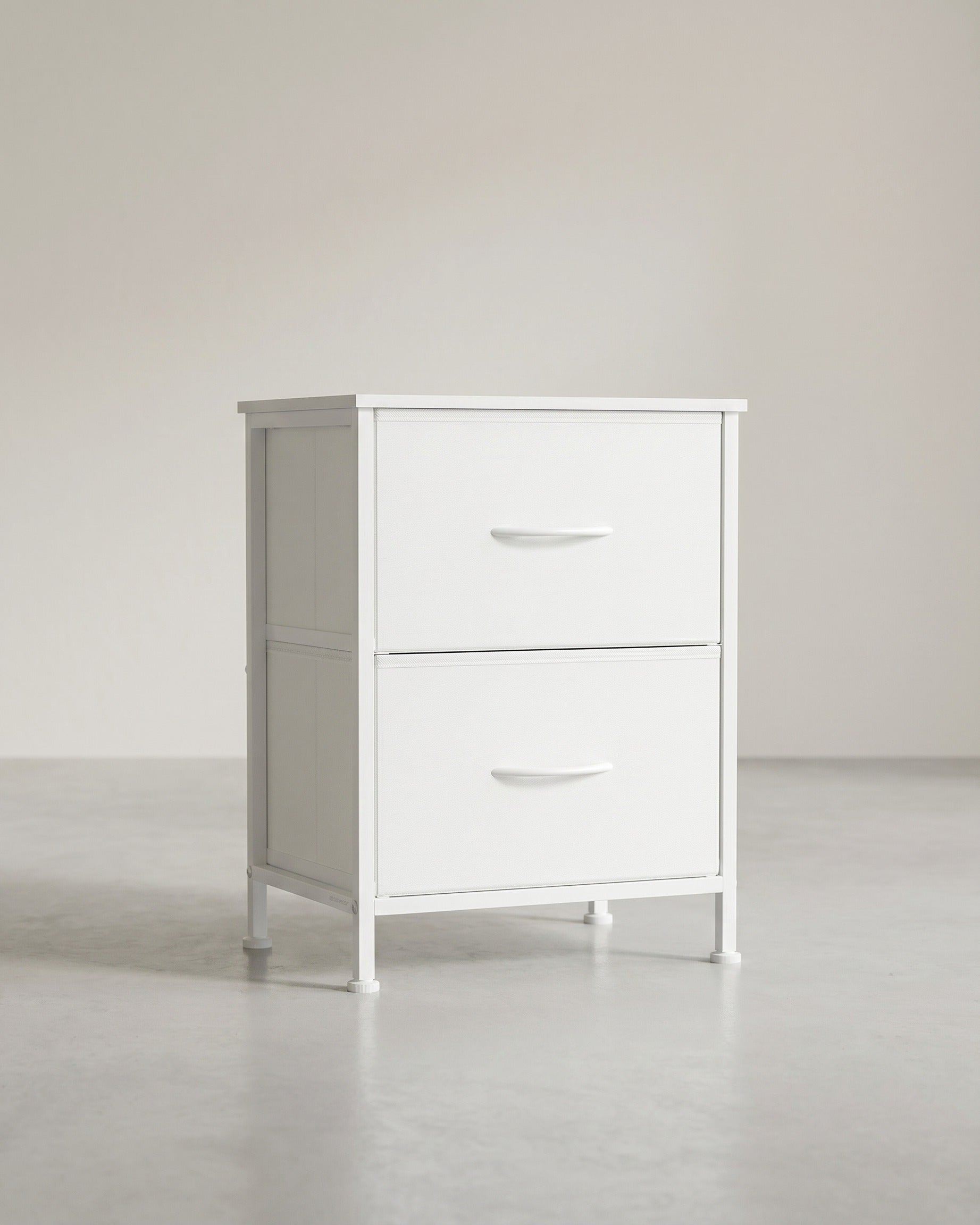 Nachtkommode – Kommode mit 4 Stoffschubladen – MDF und Stahl – 30 x 39,6 x 52,2 cm