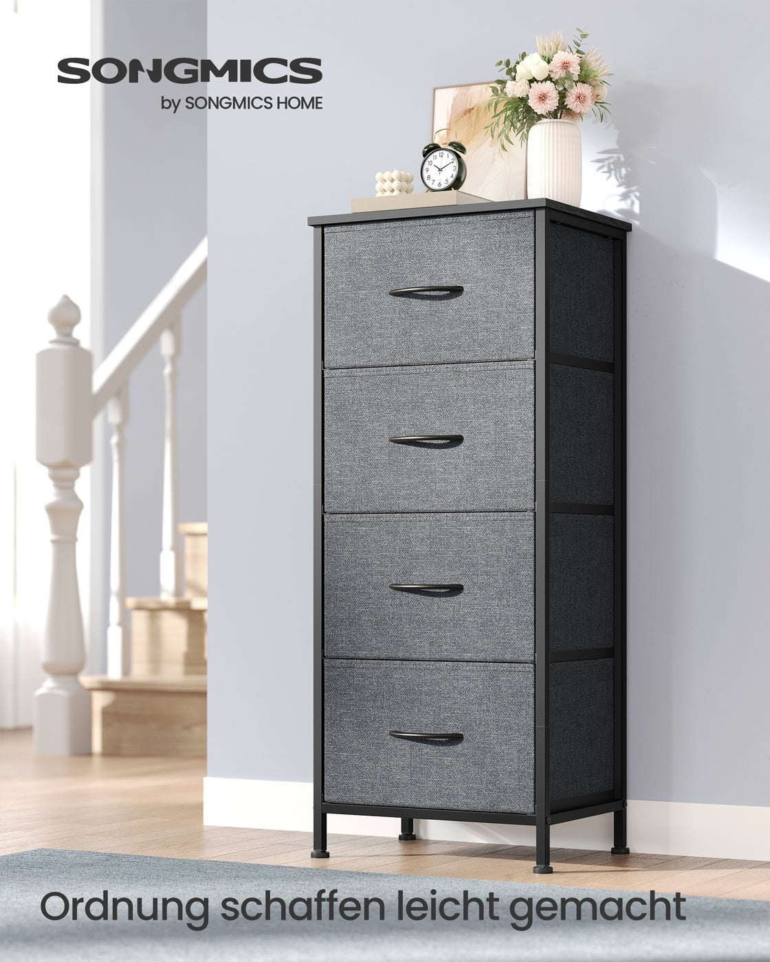 Sideboard Mit 4 Stoffschubladen - Stahlrahmen - Für Schlafzimmer Oder Flur