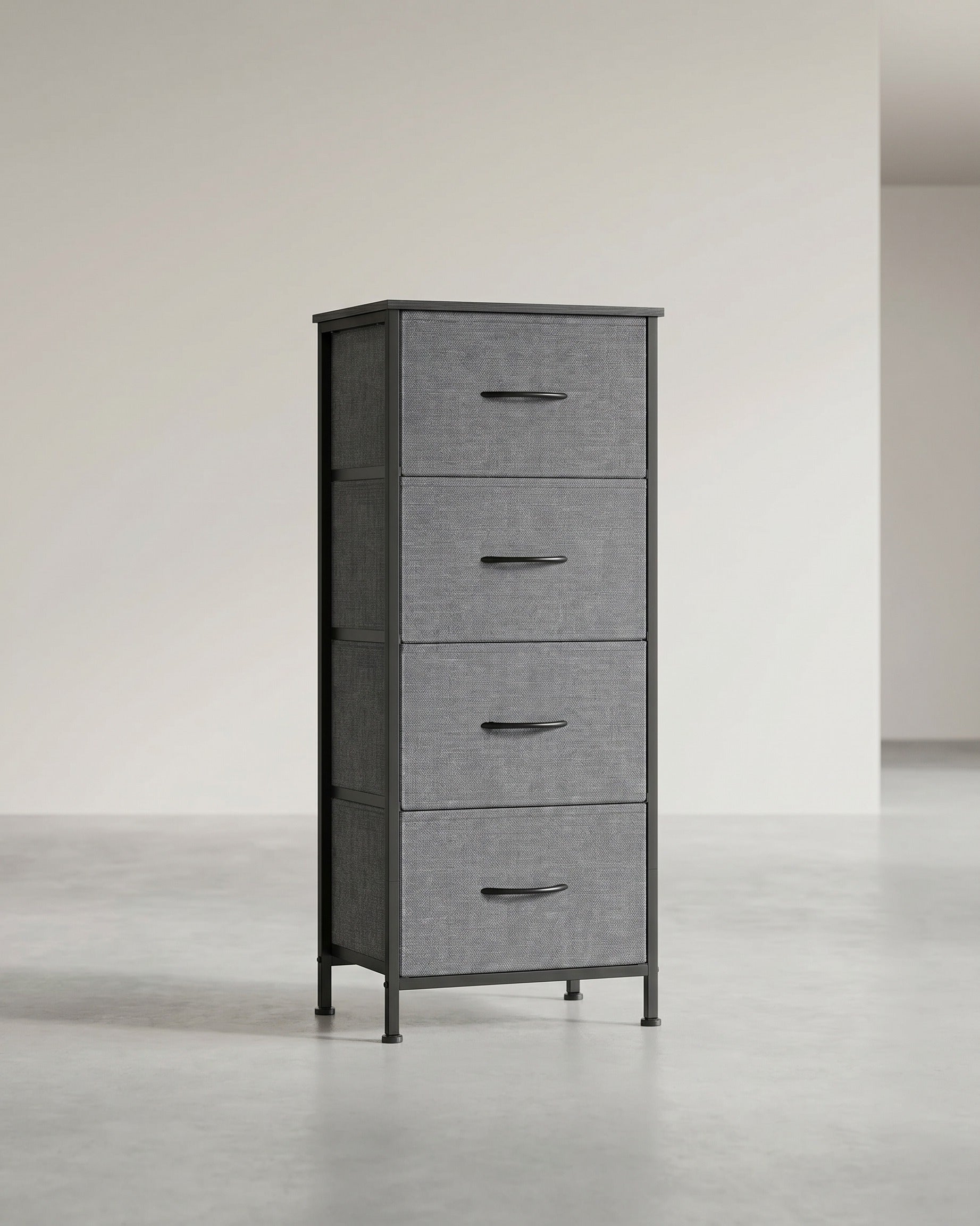Sideboard Mit 4 Stoffschubladen - Stahlrahmen - Für Schlafzimmer Oder Flur