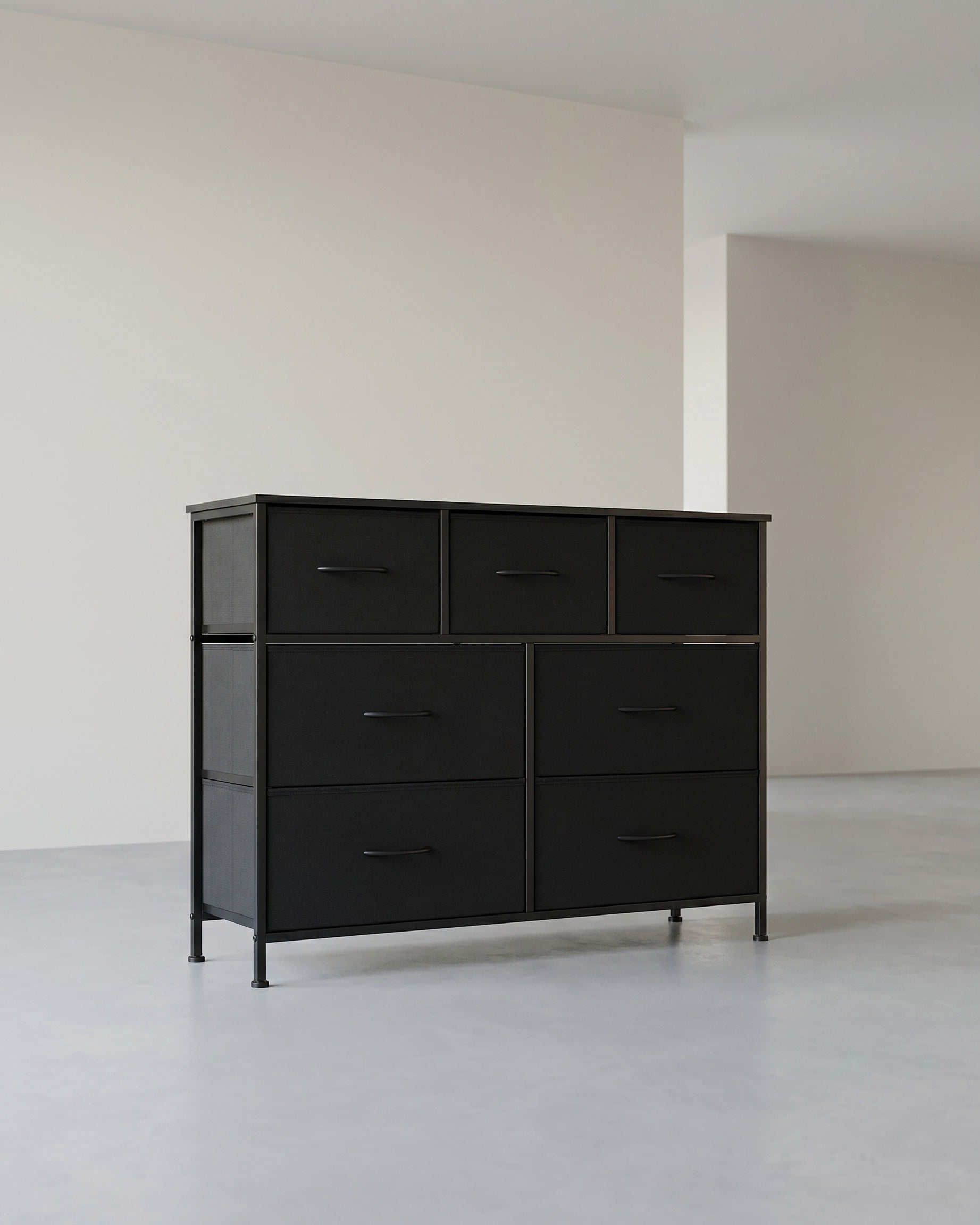 Großes Sideboard Mit 7 Stoffschubladen - Stahlrahmen - Für Schlafzimmer Oder Wohnzimmer