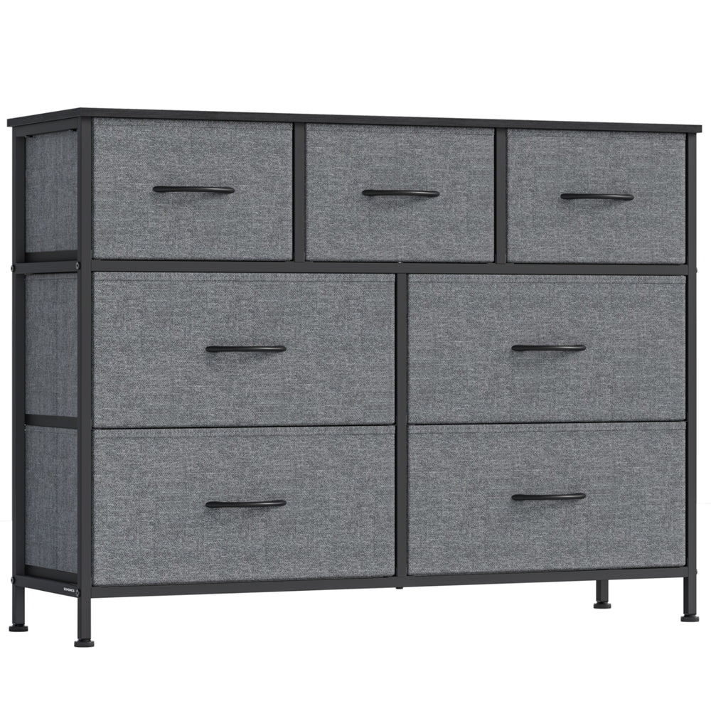 Großes Sideboard Mit 7 Stoffschubladen - Stahlrahmen - Für Schlafzimmer Oder Wohnzimmer