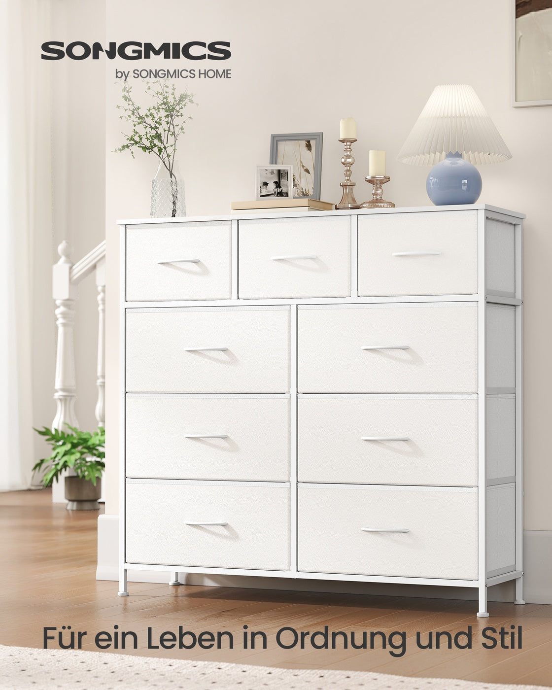 XL Sideboard Mit 9 Stoffschubladen - Stahlrahmen - Für Schlafzimmer Oder Flur