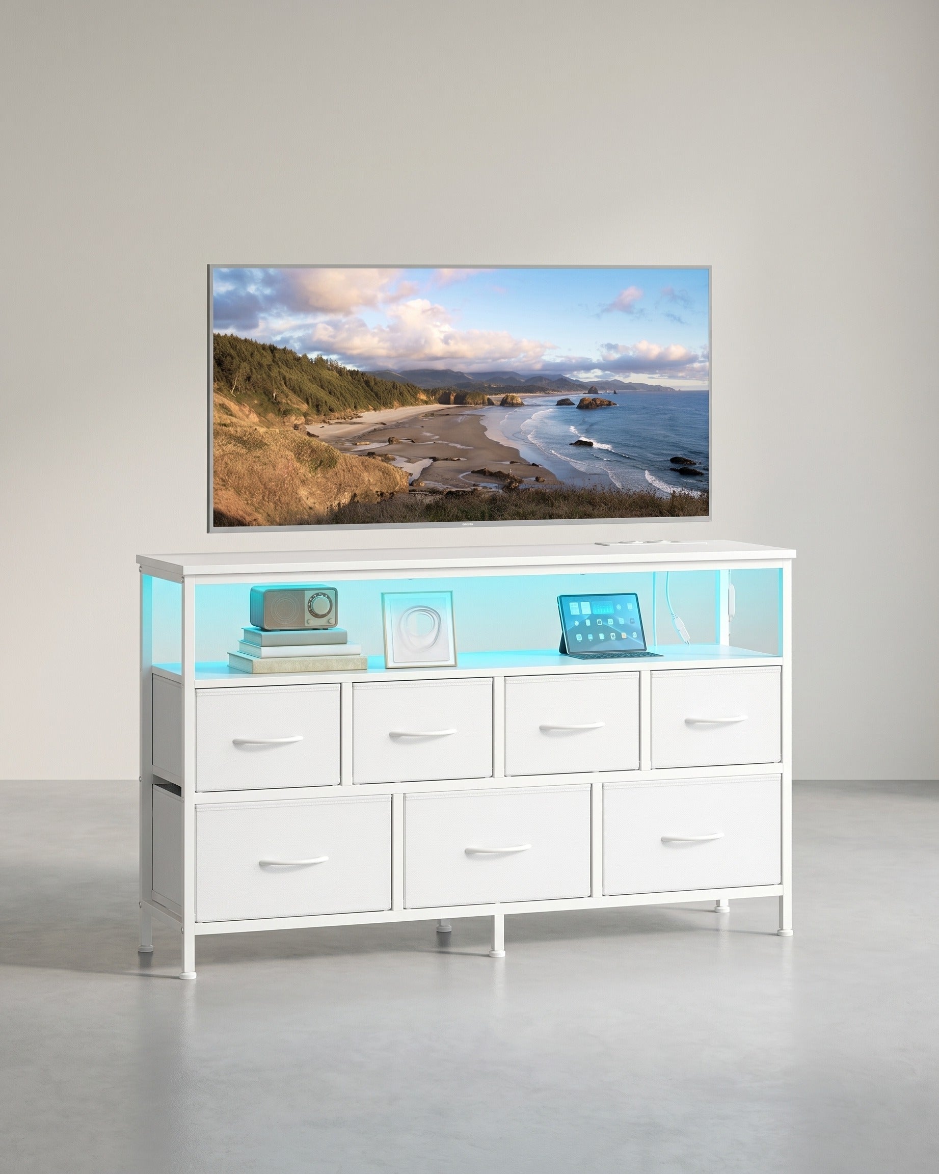 Sideboard Mit 7 Schubladen Und Offenem Fach - Industrieller Stil - Für Schlafzimmer Und Wohnzimmer