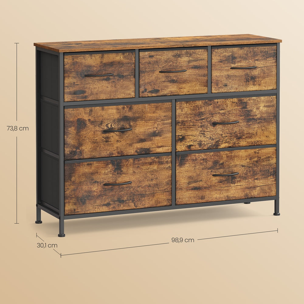 Sideboard Mit 7 Stoffschubladen - Stahlrahmen - Für Schlafzimmer Oder Flur