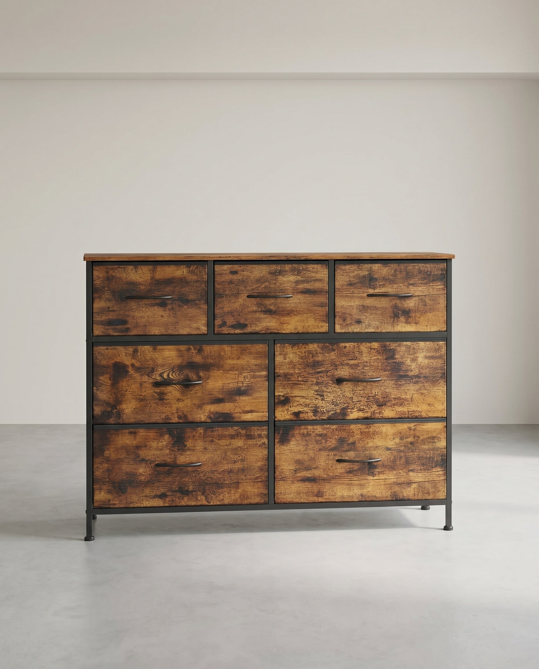 Sideboard Mit 7 Stoffschubladen - Stahlrahmen - Für Schlafzimmer Oder Flur