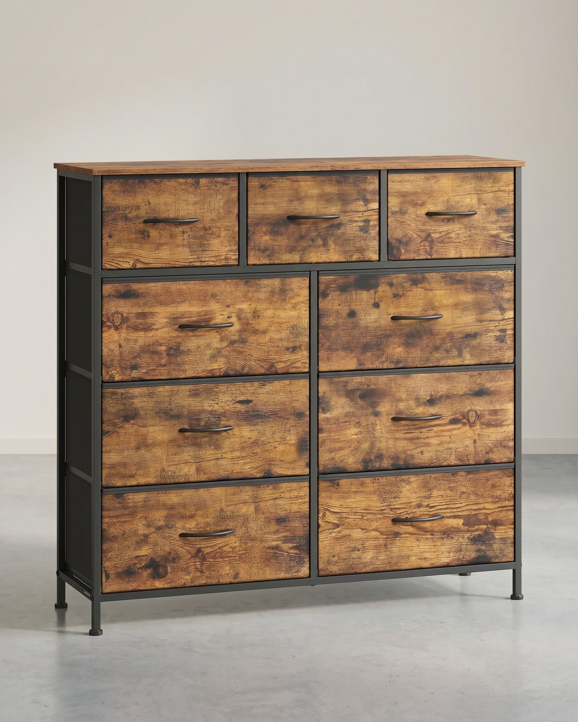 Sideboard Mit 9 Stoffschubladen - Stahlrahmen - Für Schlafzimmer Oder Flur