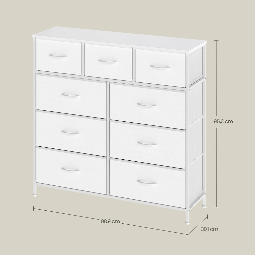 Sideboard Mit 9 Stoffschubladen - Stahlrahmen - Für Schlafzimmer Oder Flur