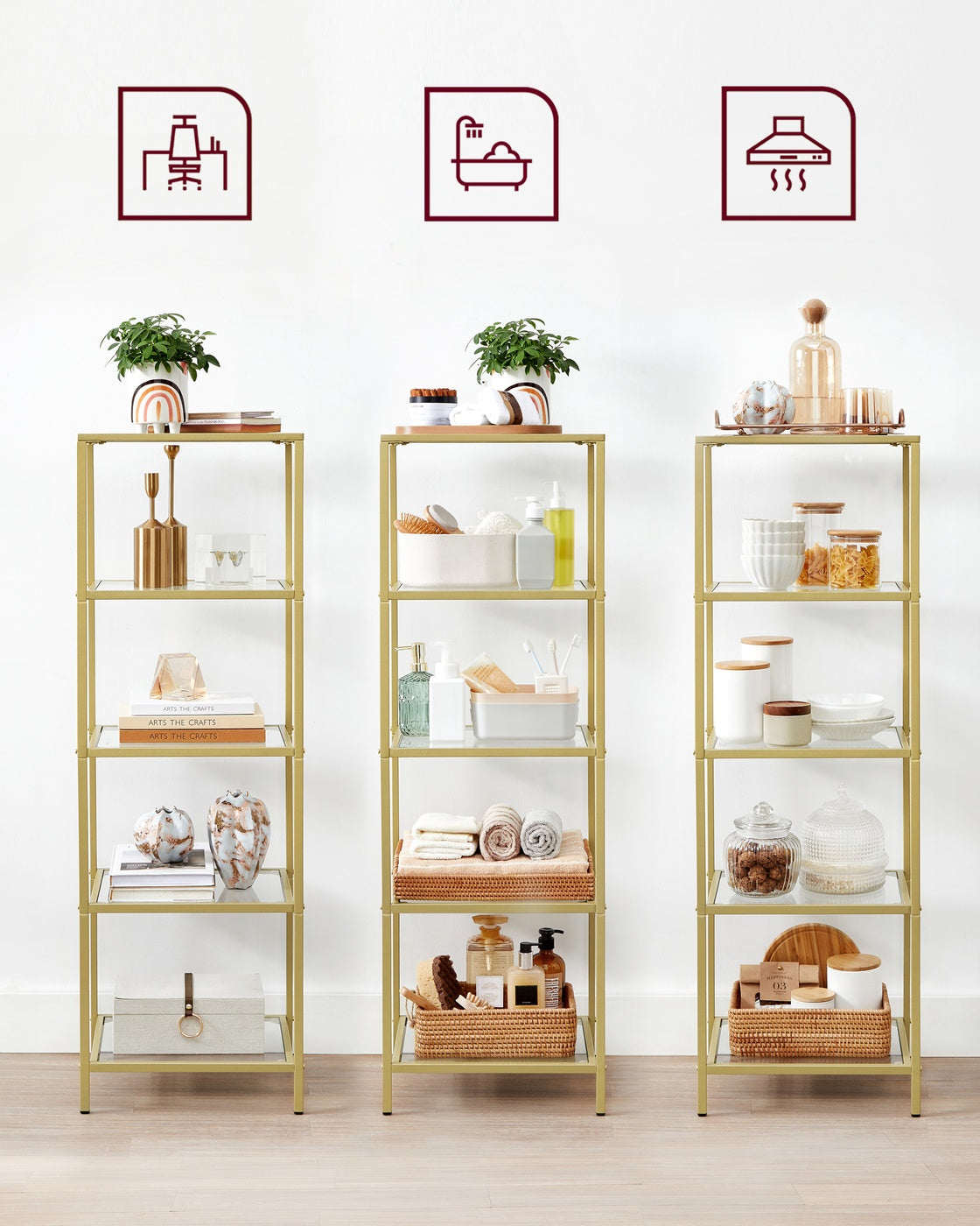 Eckschrank Glas – 5 oder 6 Ebenen – stilvoll & platzsparend
