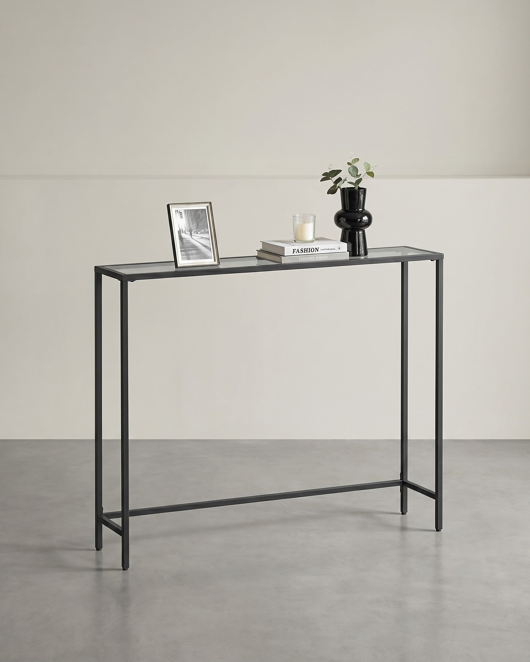 Konsolentisch - Glasplatte - Schwarzer Rahmen - Für Flur Oder Wohnzimmer