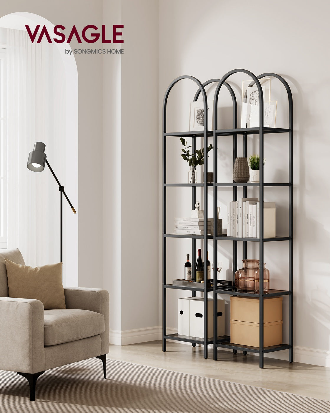 Bücherregal – 5-stufiges Bücherregal – Freistehend – Modernes Design