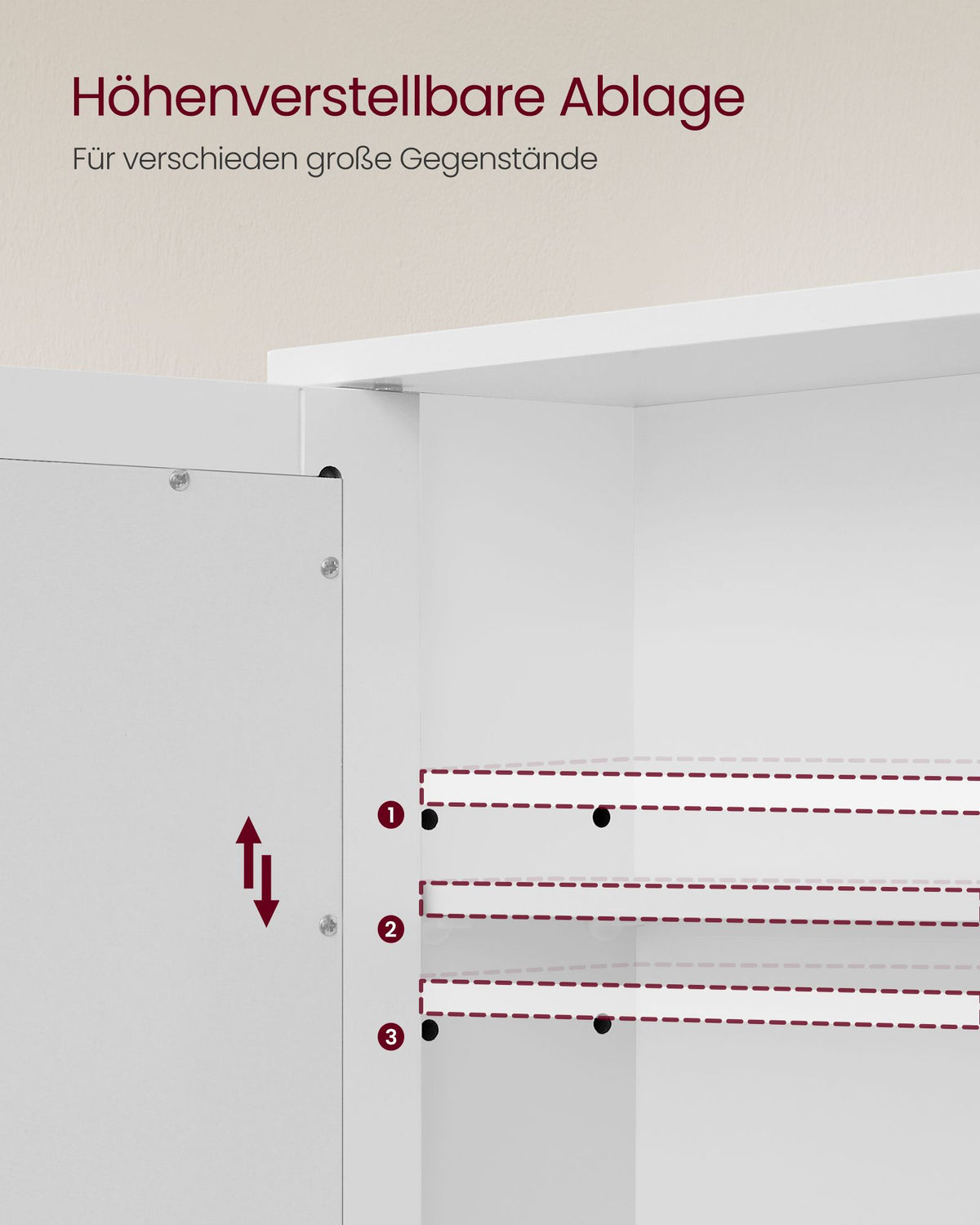 Badezimmerschrank mit Spiegel – Wandschrank mit 2 Türen – Aufbewahrungsschrank mit Verstellbarem Boden – 56 x 13 x 58 cm