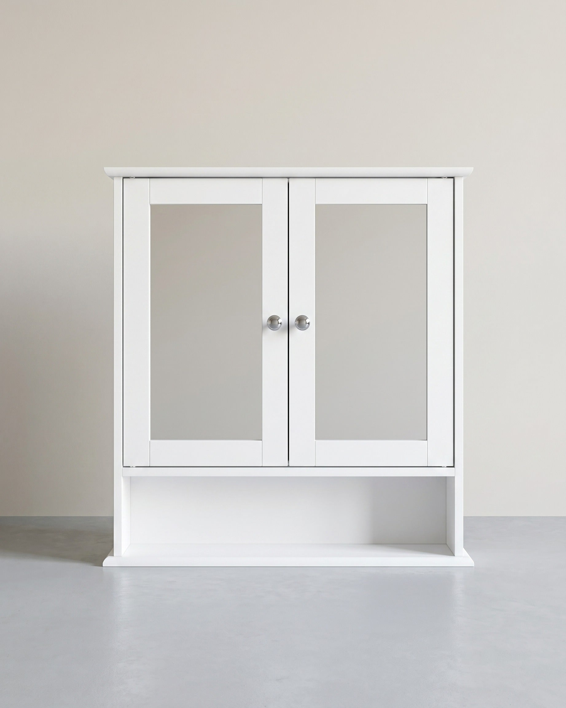Badezimmerschrank mit Spiegel – Wandschrank mit 2 Türen – Aufbewahrungsschrank mit Verstellbarem Boden – 56 x 13 x 58 cm
