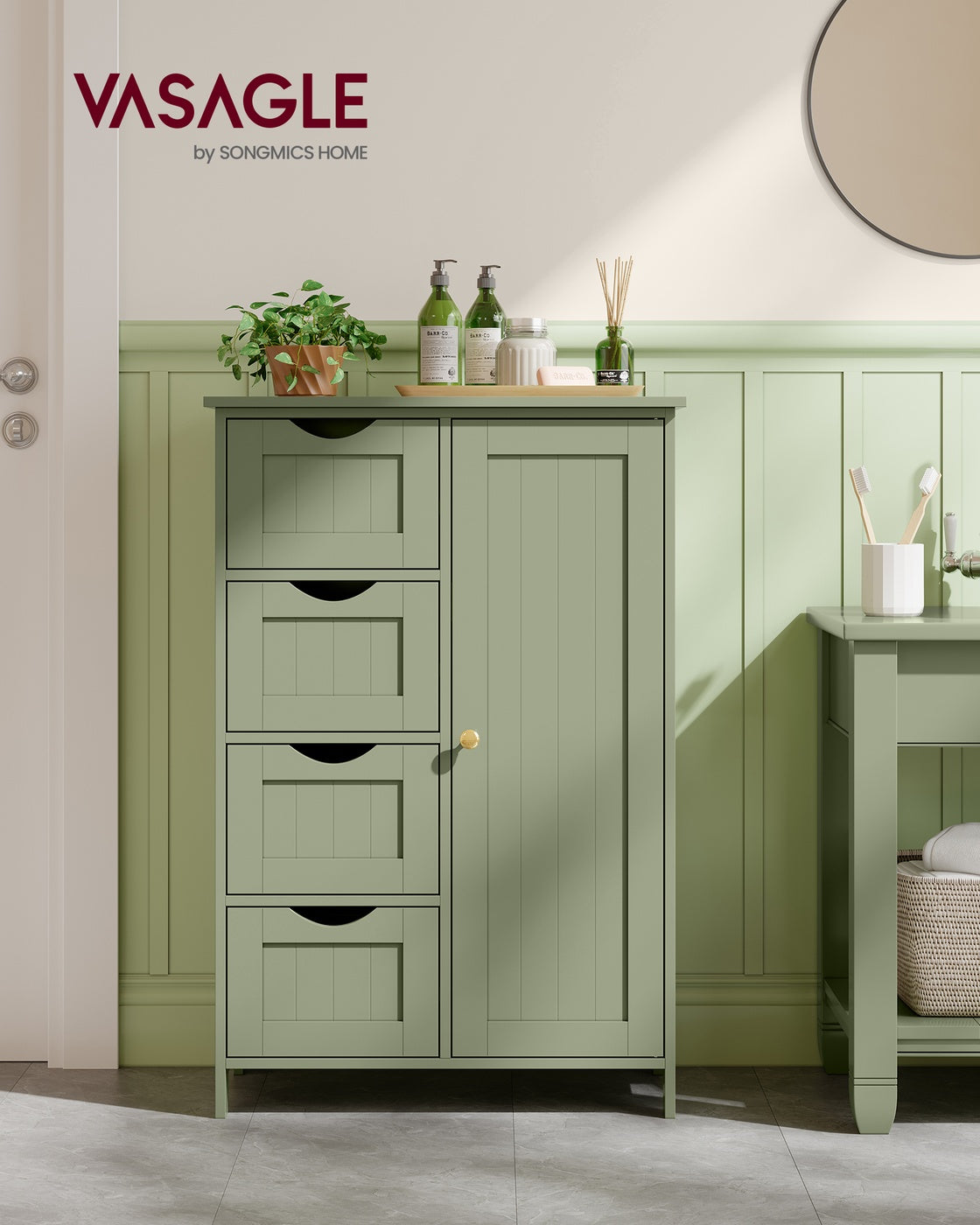 Badezimmerschrank - Kommode - Aufbewahrungsschrank mit Tür und Schubladen - 55 x 30 x 82 cm