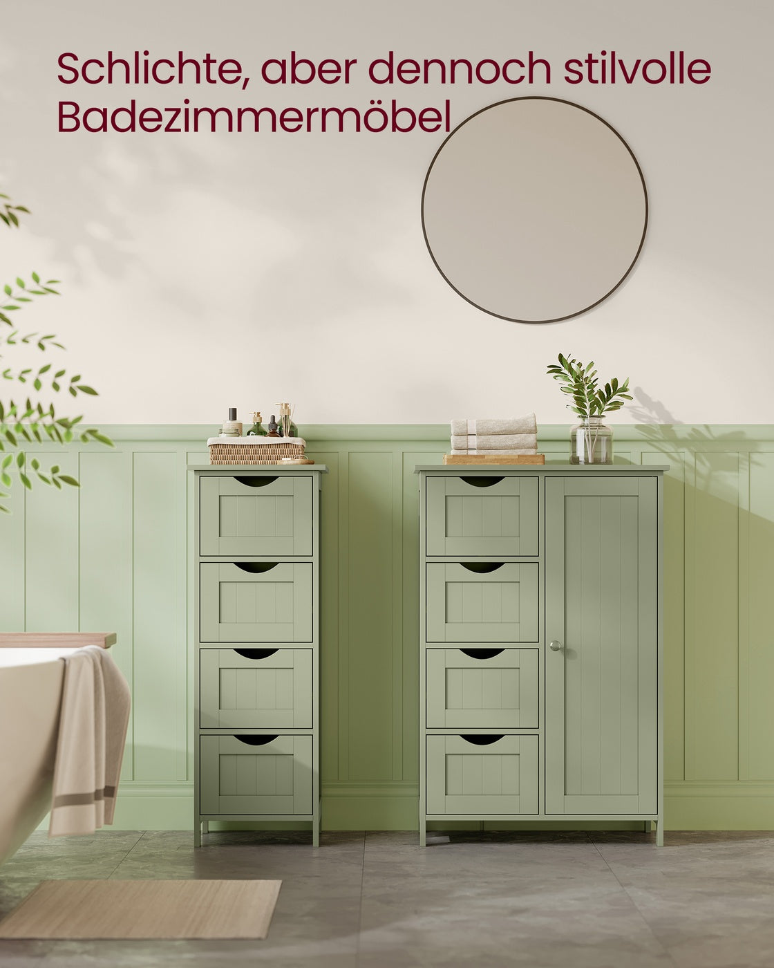 Badezimmerschrank - Kommode - Aufbewahrungsschrank mit Tür und Schubladen - 55 x 30 x 82 cm