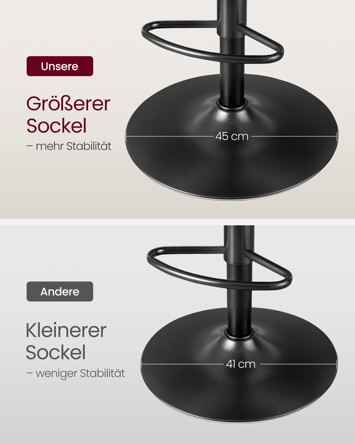 Set mit 2 Barhockern – Verstellbar – 360° drehbar – Kunstleder mit Rücken- und Fußstütze