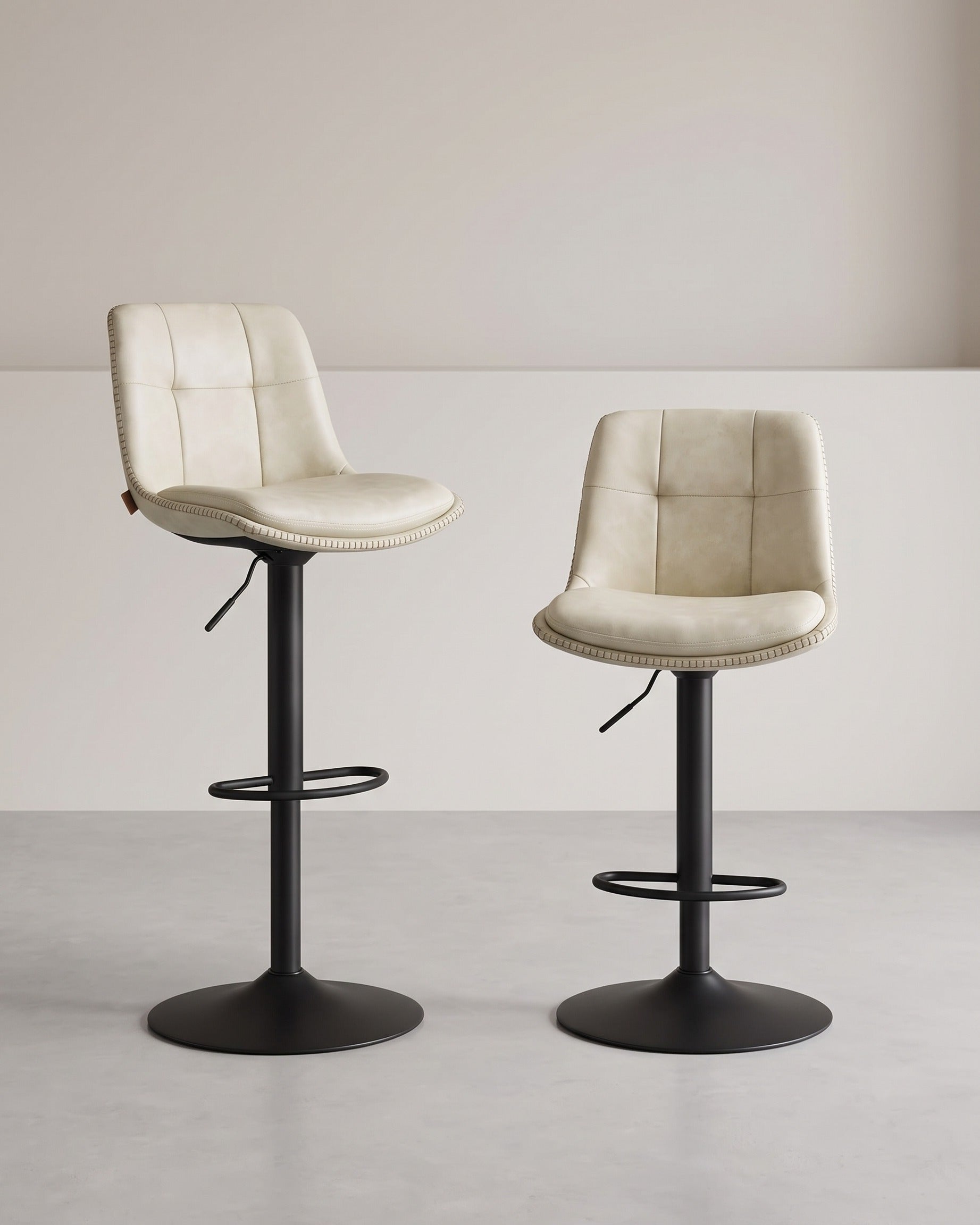 2er-Set Barhocker - Verstellbar und 360° drehbar - Kunstleder – Weiß