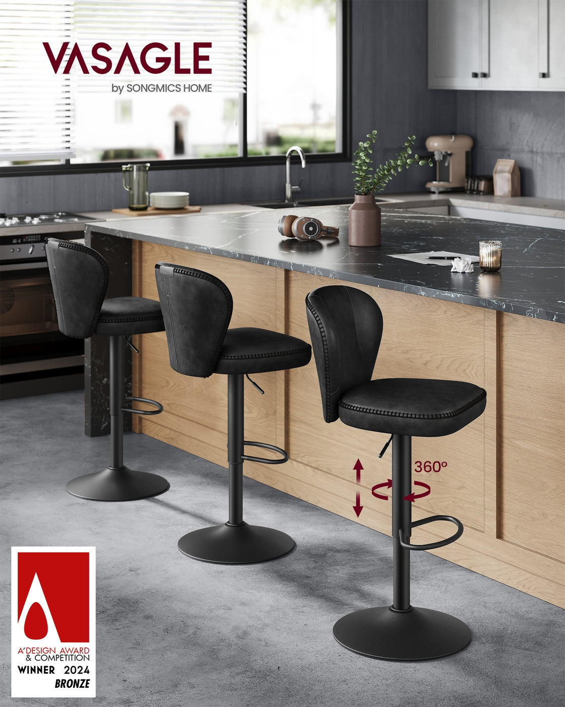 Luxus Barhocker 2er oder 4er Set - Verstellbar - 360° Drehbar