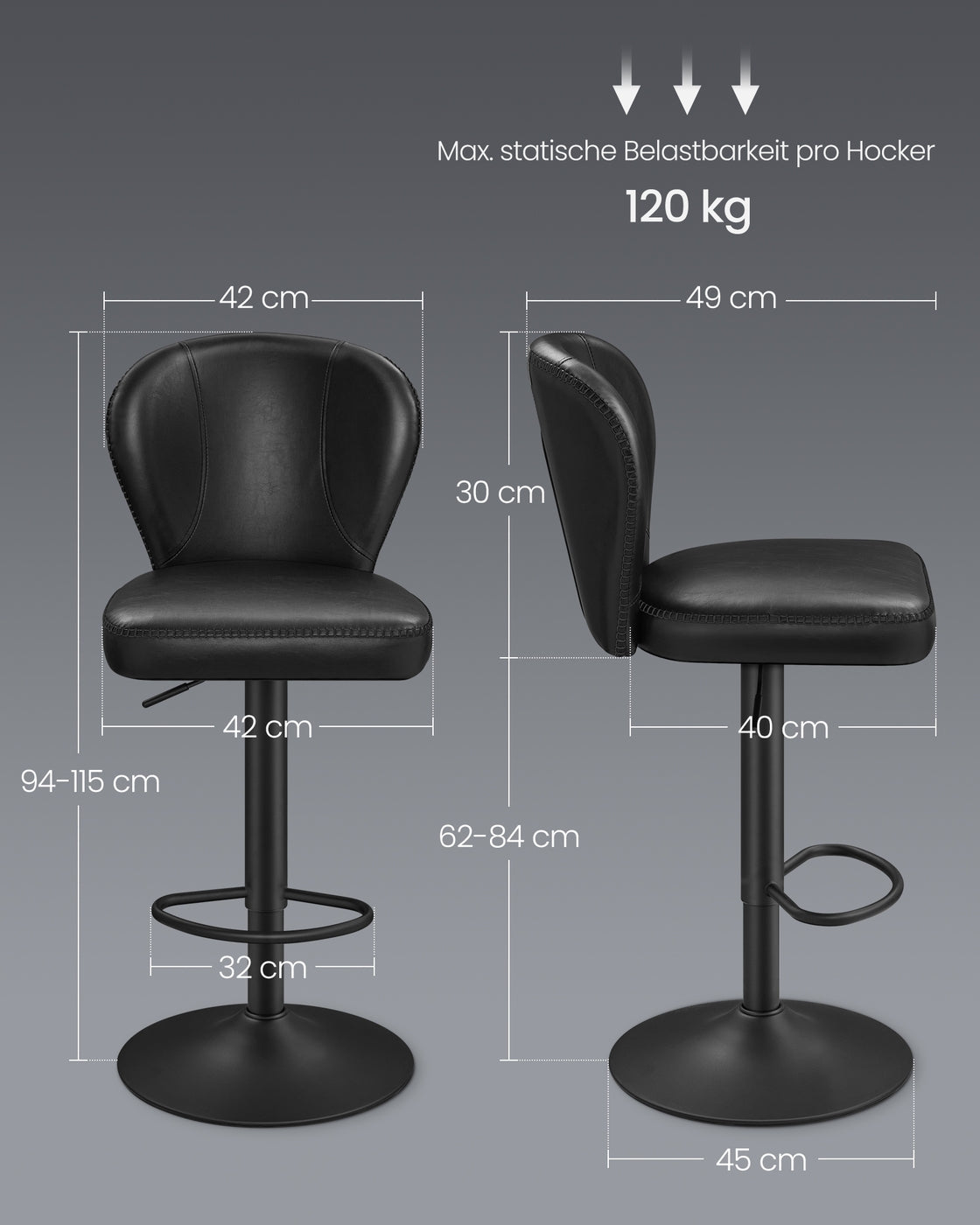 Luxus Barhocker 2er oder 4er Set - Verstellbar - 360° Drehbar