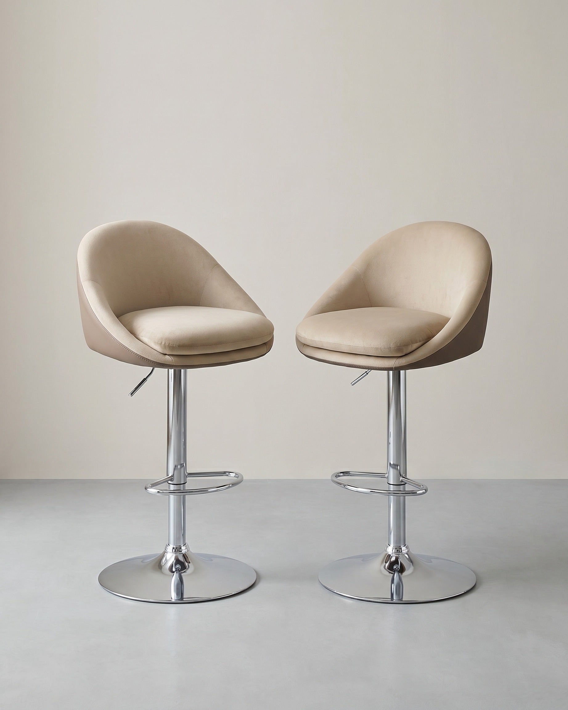 2er-Set Luxus-Barhocker – Bouclé – Samt – Verstellbar – Braun - Samt
