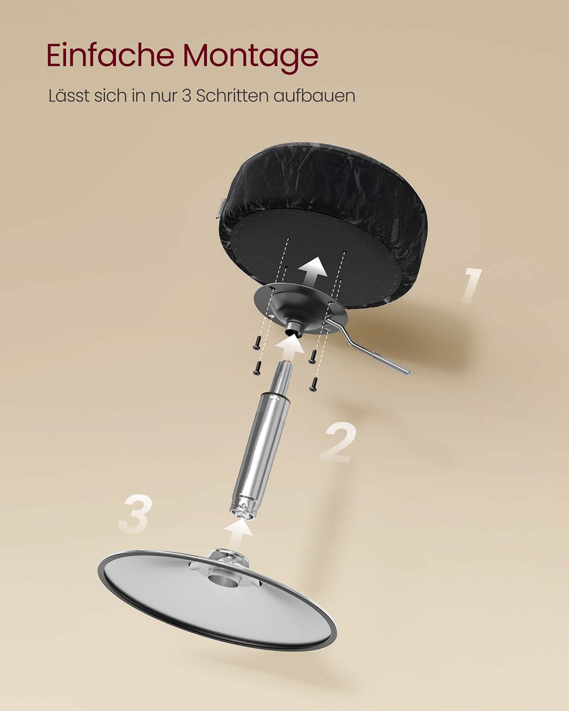 Schminkhocker drehbar – höhenverstellbar – 360° – PU mit Gletschermuster – Frisierhocker bis 120 kg