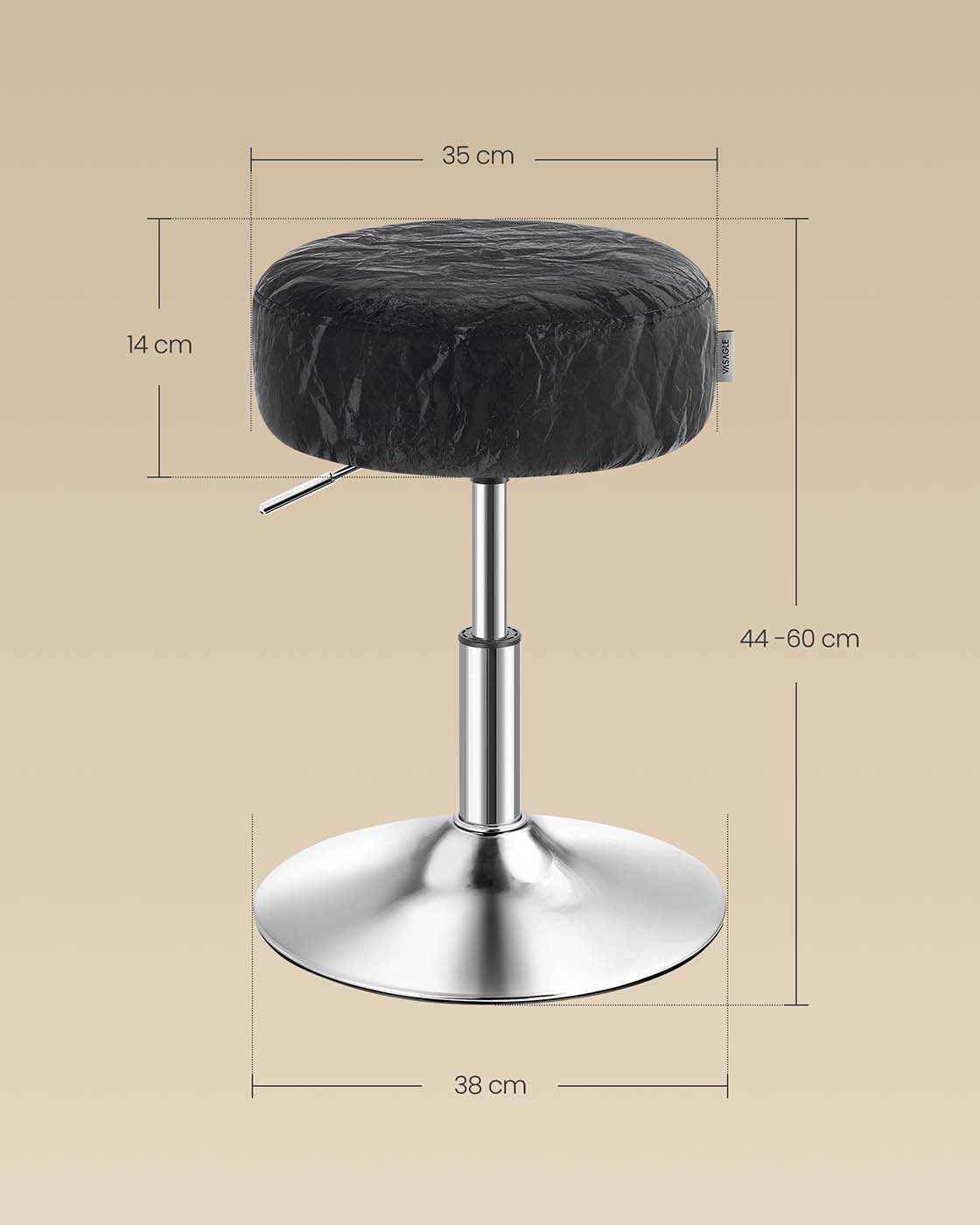 Schminkhocker drehbar – höhenverstellbar – 360° – PU mit Gletschermuster – Frisierhocker bis 120 kg