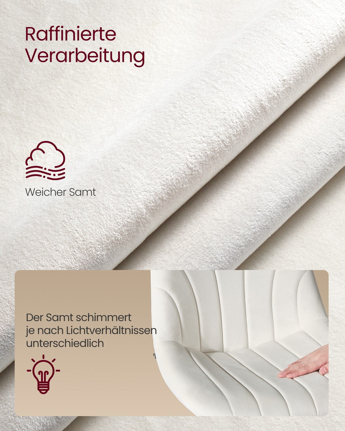 Samt-Barhocker-Set, 2er-Set – Höhenverstellbar & 360° drehbar – Mit Rückenlehne und Fußstütze