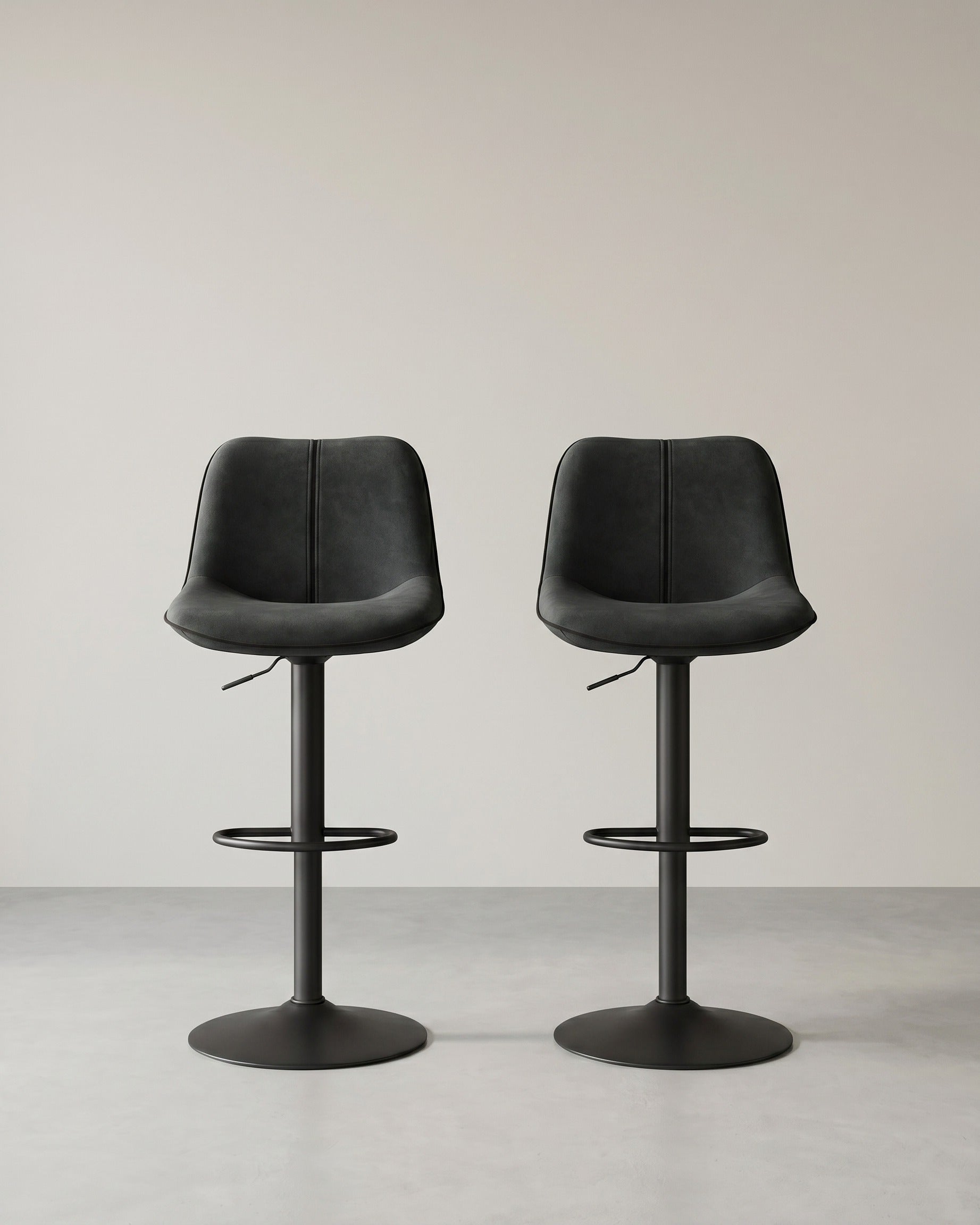 2er-Set Barhocker – Verstellbare Sitzhöhe – Samtpolsterung – Ergonomischer Komfort – Stabile Basis – Grau