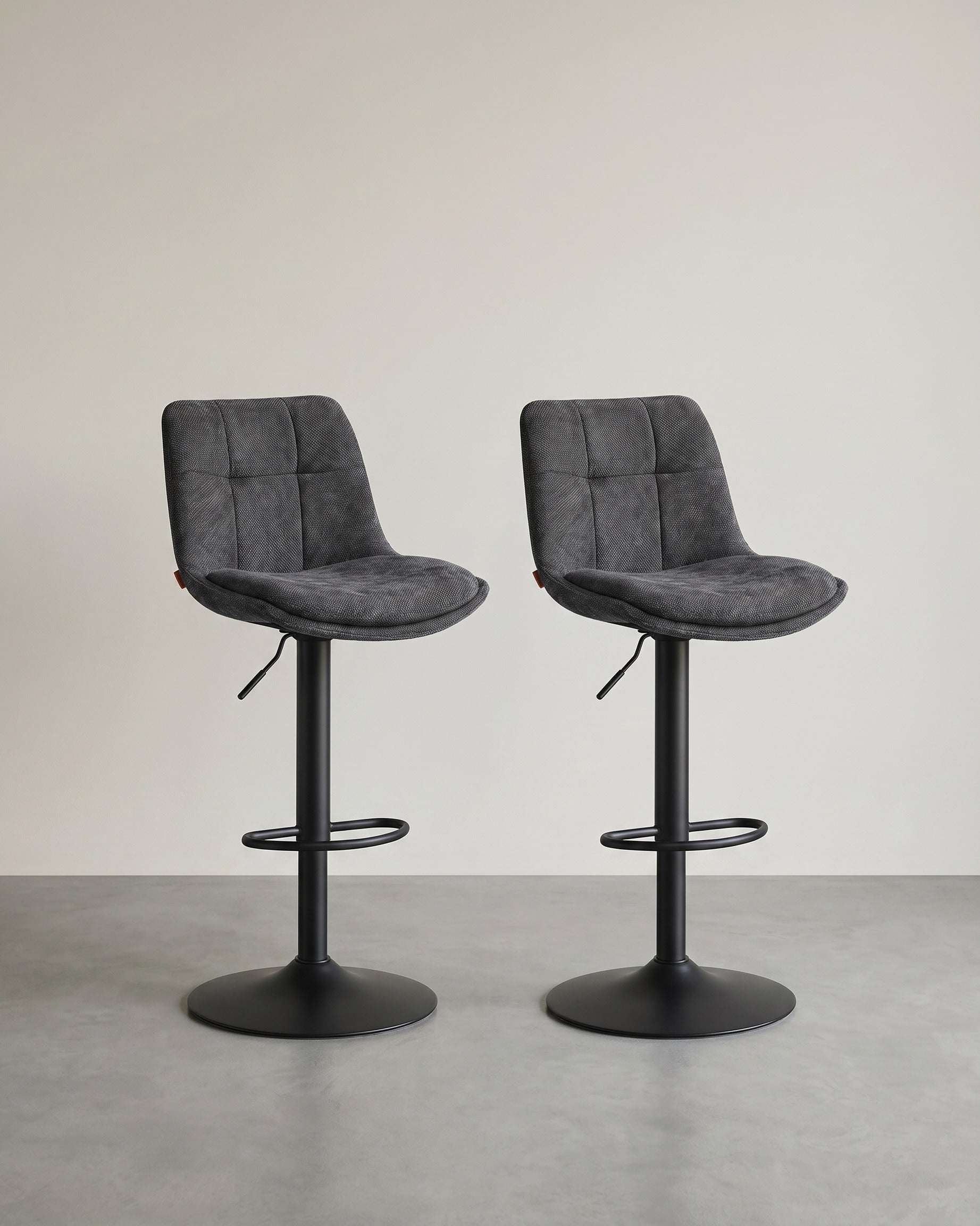 2er Set verstellbare Barstühle mit Rückenlehne und Fußstütze - 360° Drehfunktion – Grau
