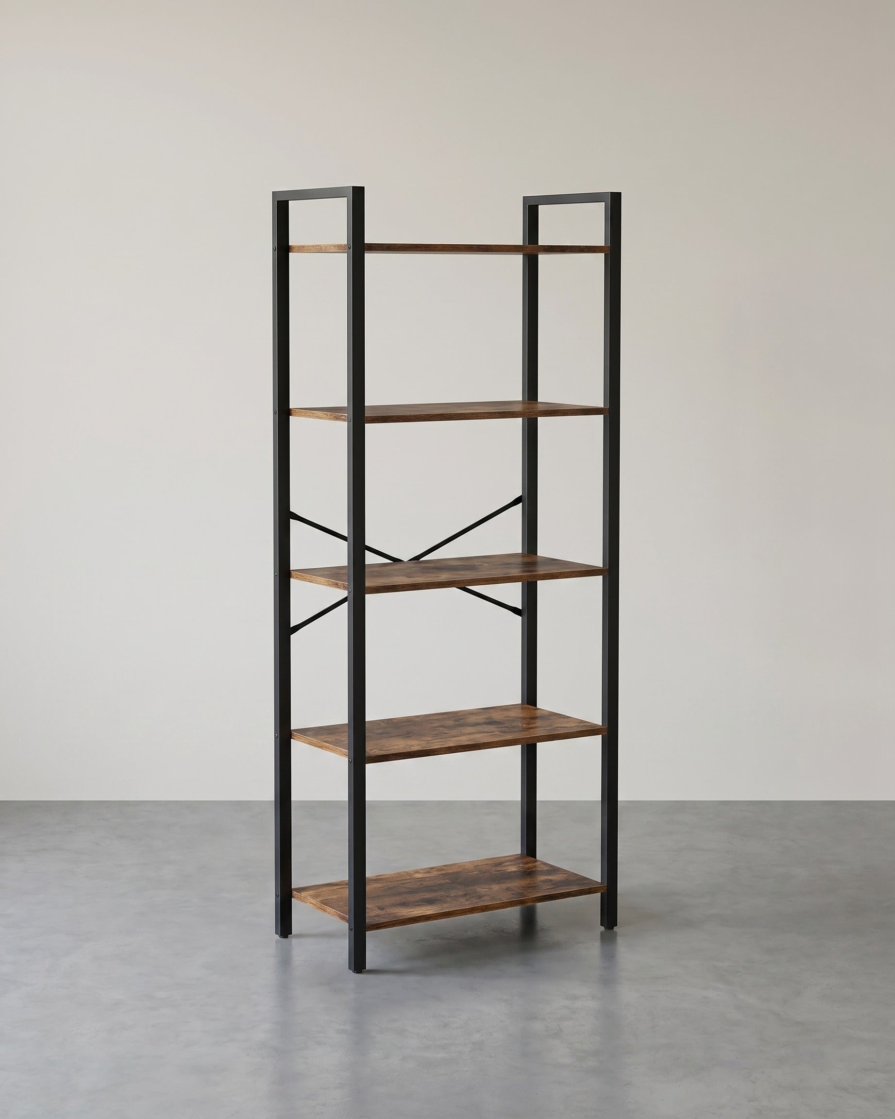 Bücherregal 5 Ebenen – Industrielles Aufbewahrungsregal – Offenes Wandregal 66 x 30 x 153 cm – ALINRU Kollektion
