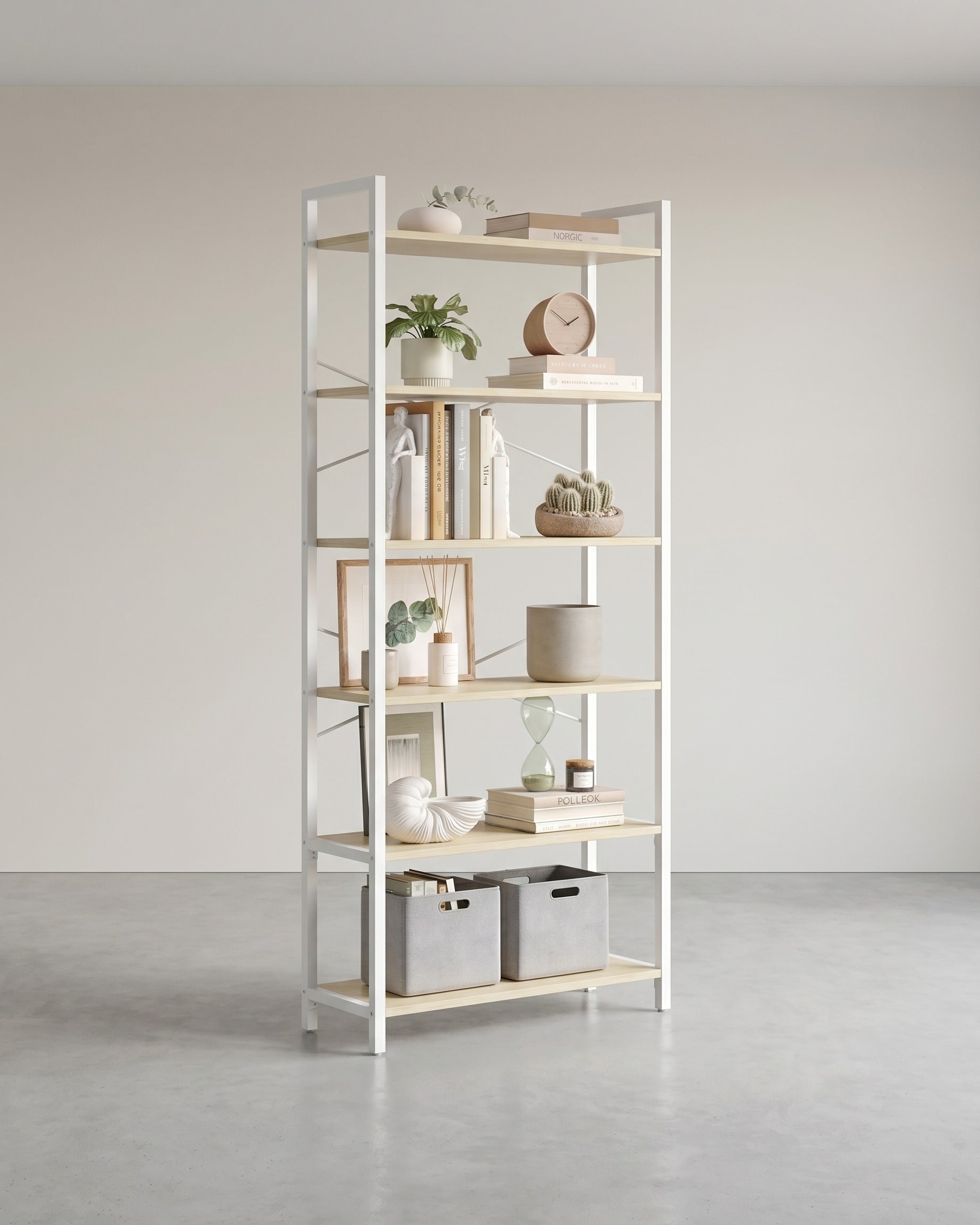 Bücherregal Mit 6 Ebenen - Stahlgestell - Für Wohnzimmer Schlafzimmer Oder Büro