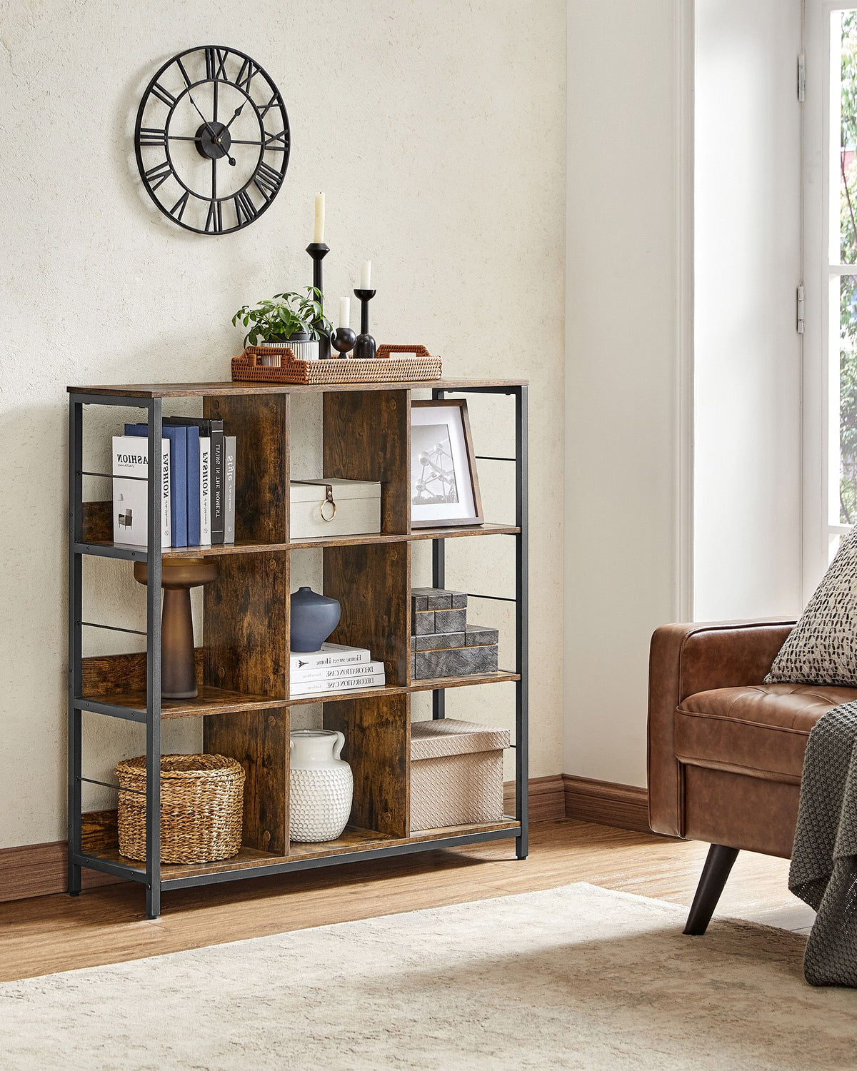 Offener Standschrank mit 9 Fächern – Industriedesign – 100 cm breit