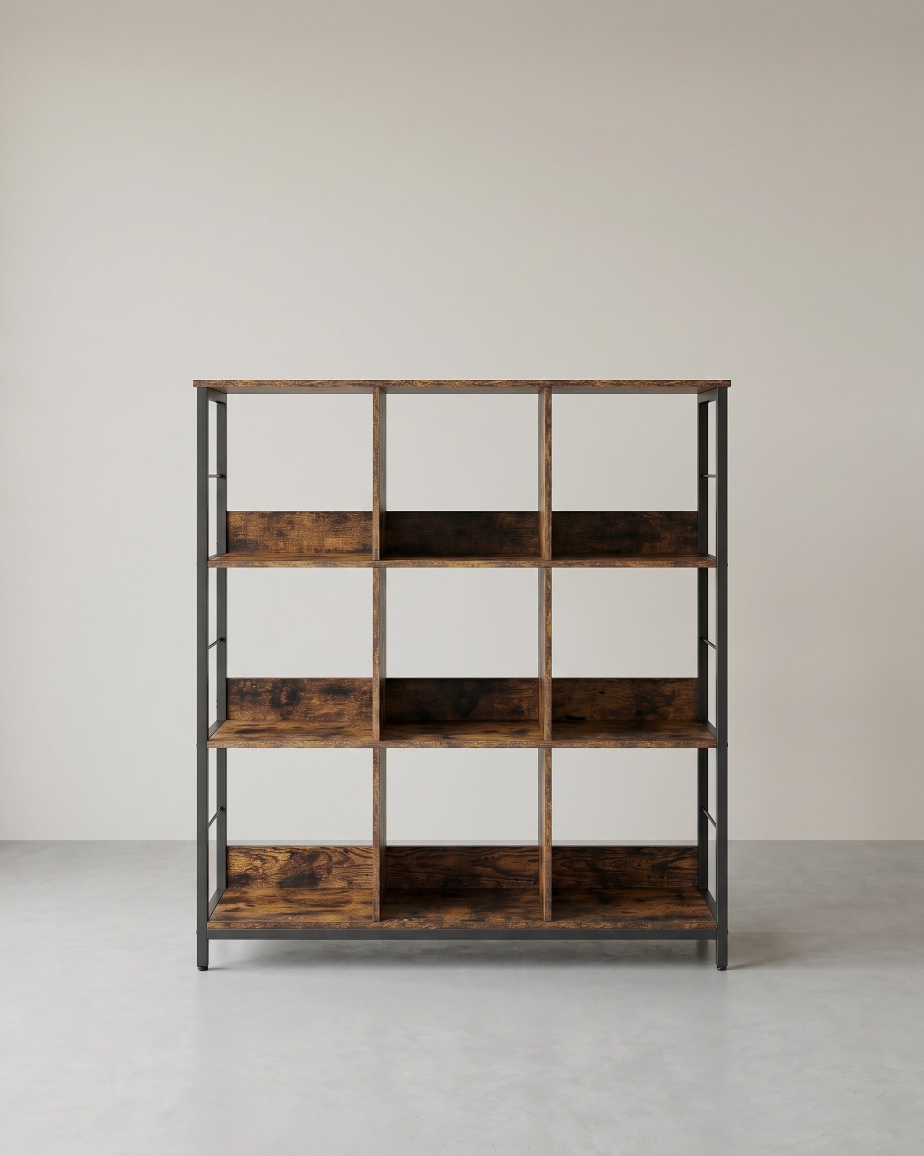 Offener Standschrank mit 9 Fächern – Industriedesign – 100 cm breit – Vintage Braun
