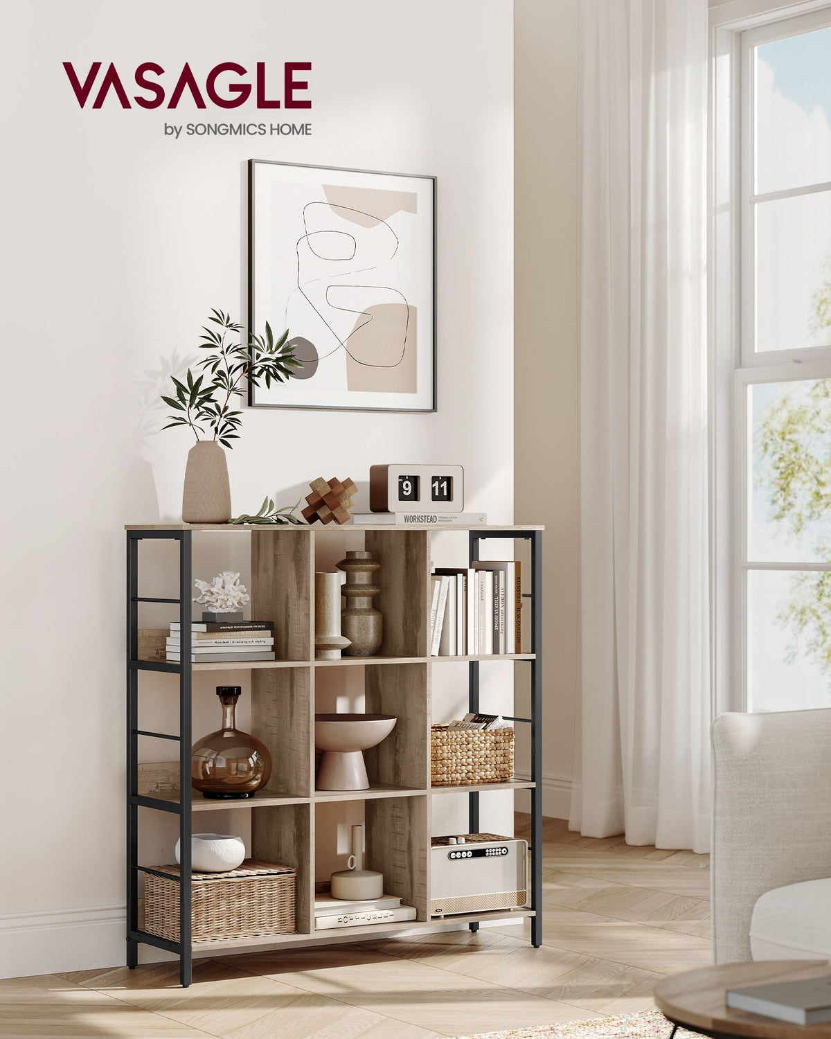 Offener Standschrank mit 9 Fächern – Industriedesign – 100 cm breit