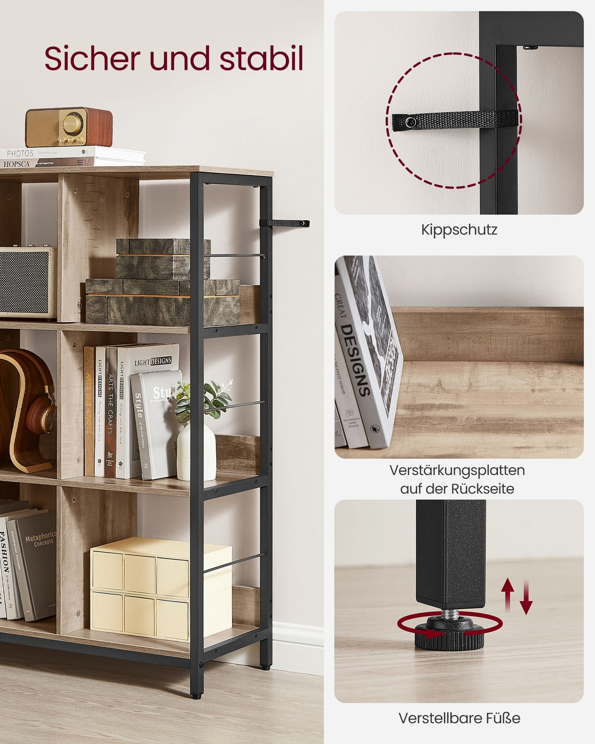 Offener Standschrank mit 9 Fächern – Industriedesign – 100 cm breit
