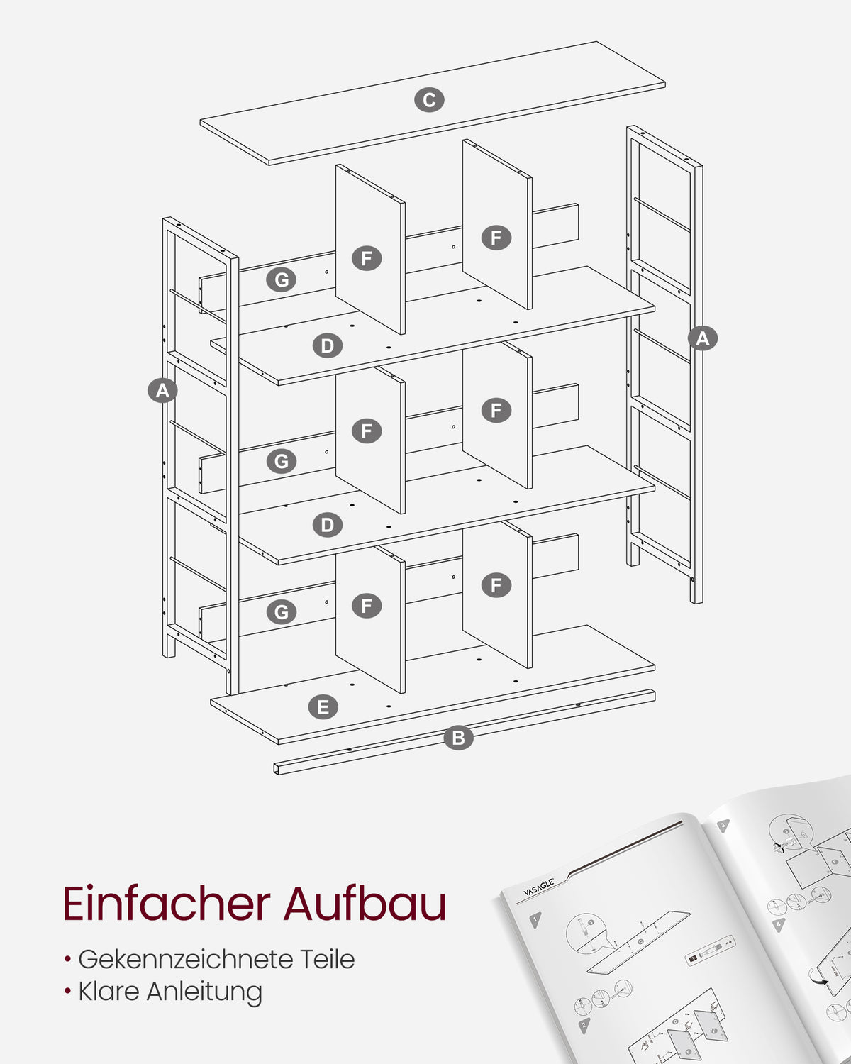 Offener Standschrank mit 9 Fächern – Industriedesign – 100 cm breit