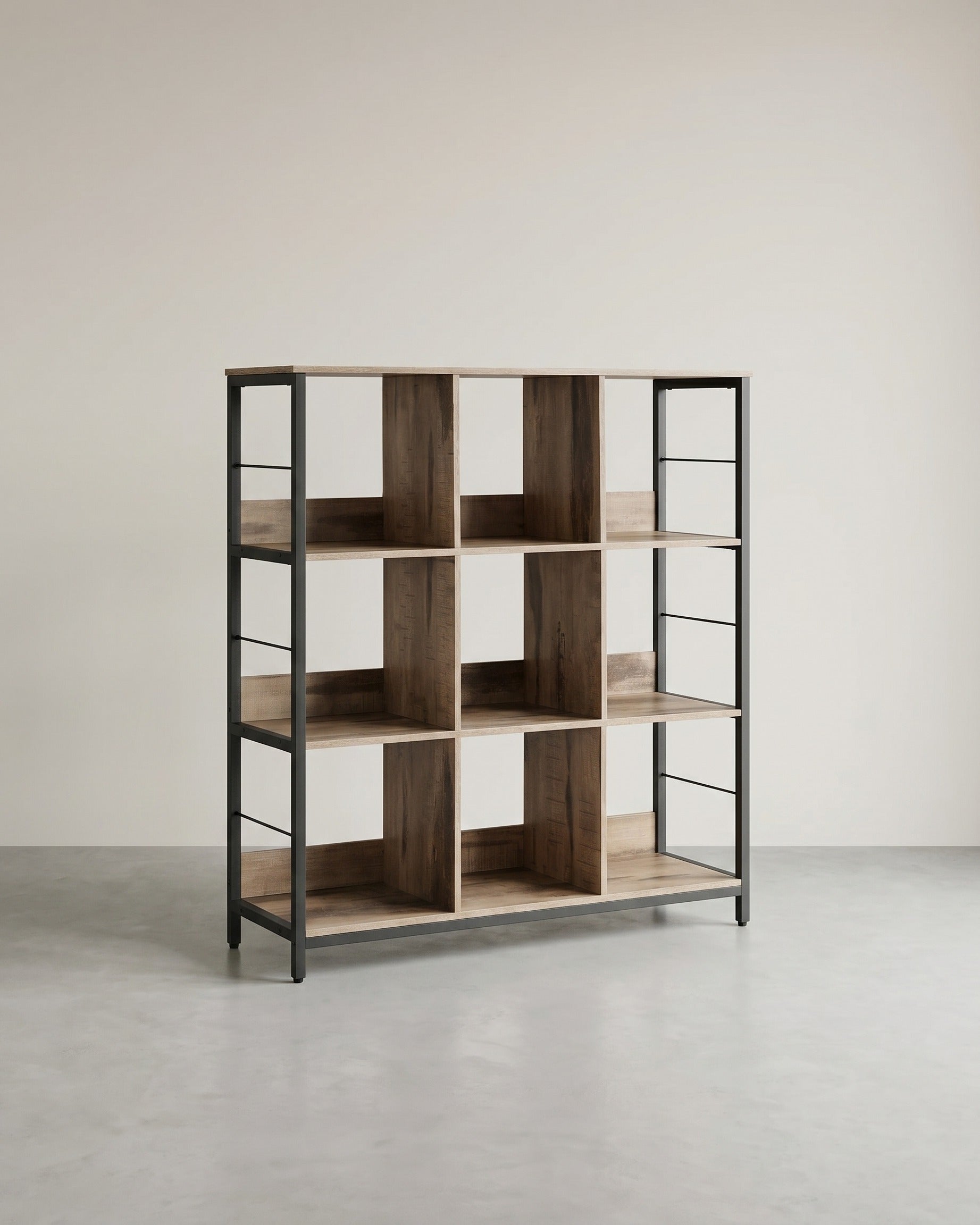 Offener Standschrank mit 9 Fächern – Industriedesign – 100 cm breit – Karamellbraun