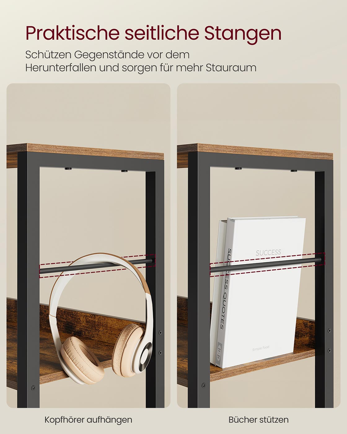 Industrielles Bücherregal – Lagerschrank mit 5 Regalen – Mehrere Höhen